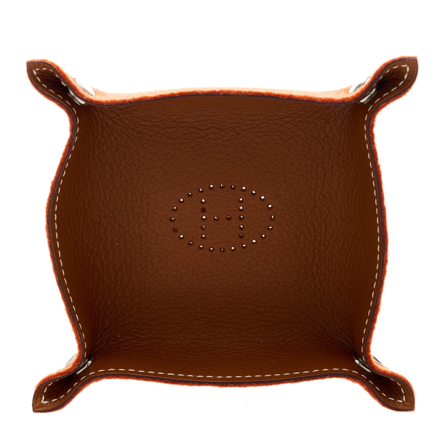 Hermes Taurillon Clemence Felt Bridge Mises et Relances Change Tray Gold Orange 1 of 4