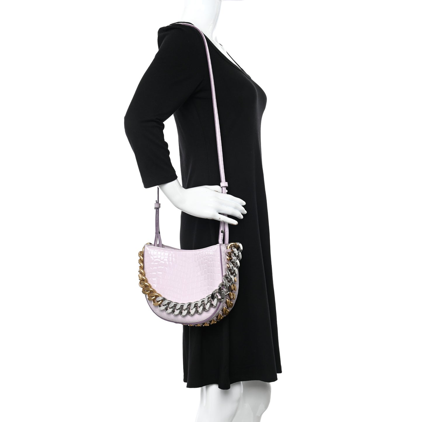 Eco Alter Crocodile Embossed Nappa Small Frayme Shoulder Bag Lilac