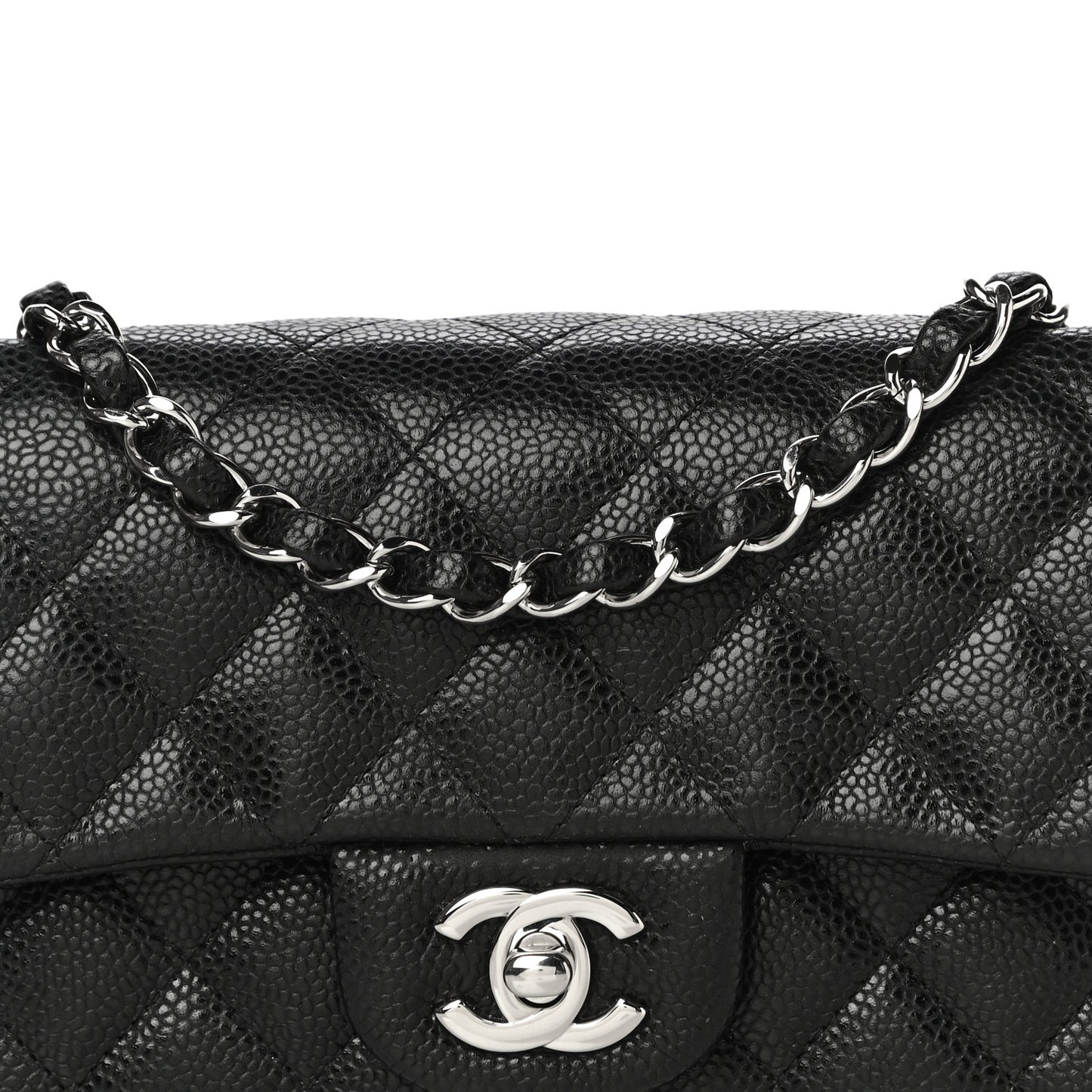 Caviar Quilted Mini Rectangular Flap Black