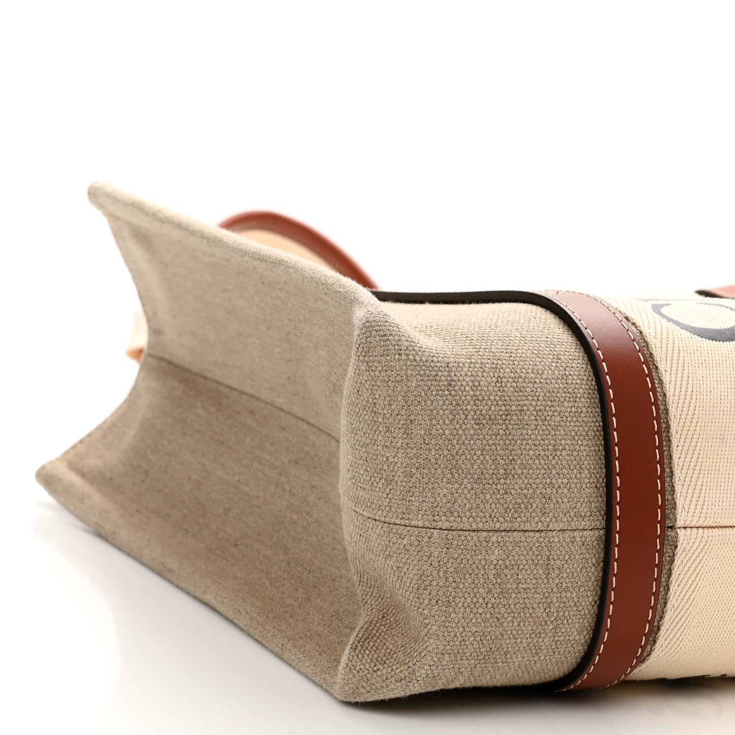 Cotton Calfskin Medium Woody Ribbon Tote White Brown