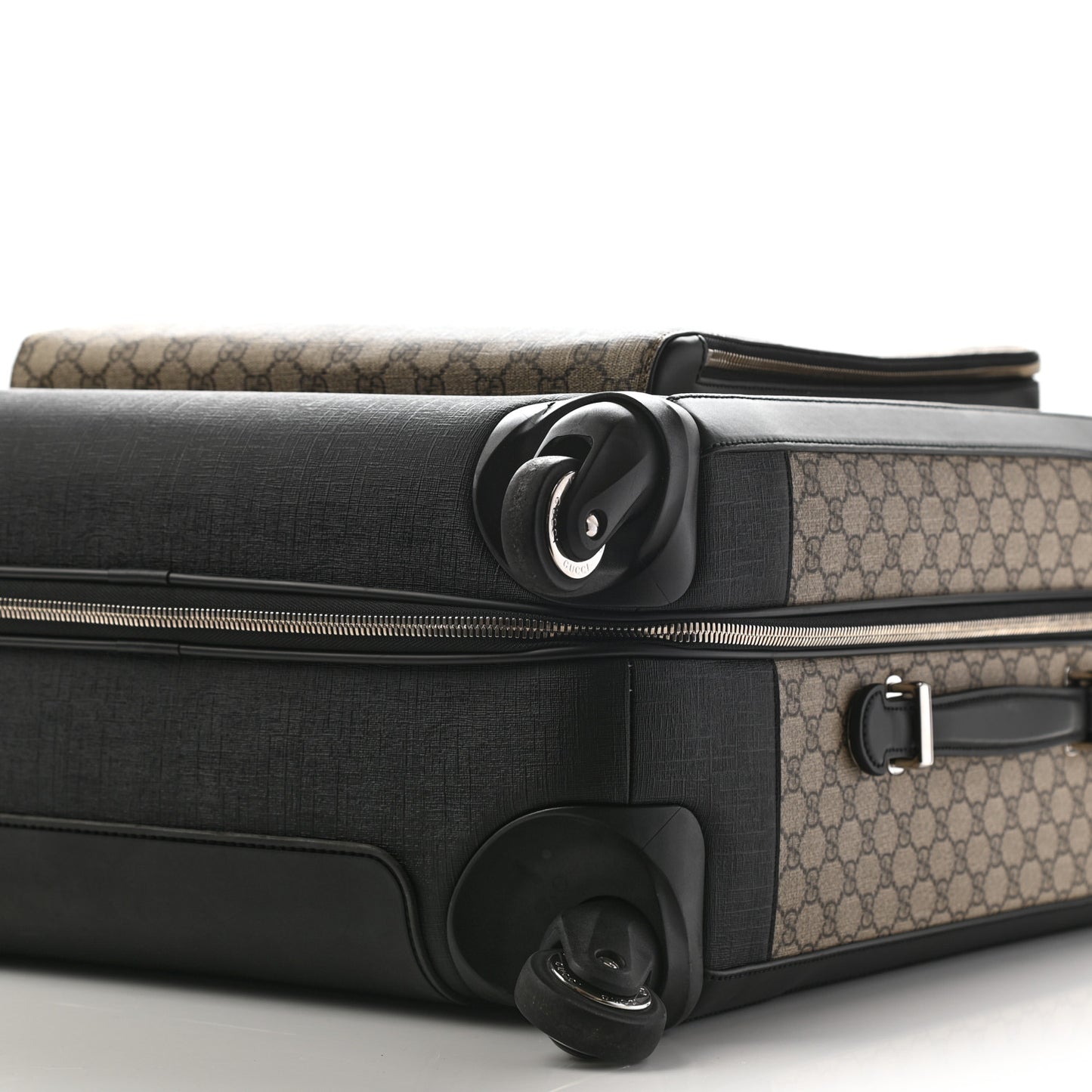 GG Supreme Monogram Four Wheel Suitcase Black
