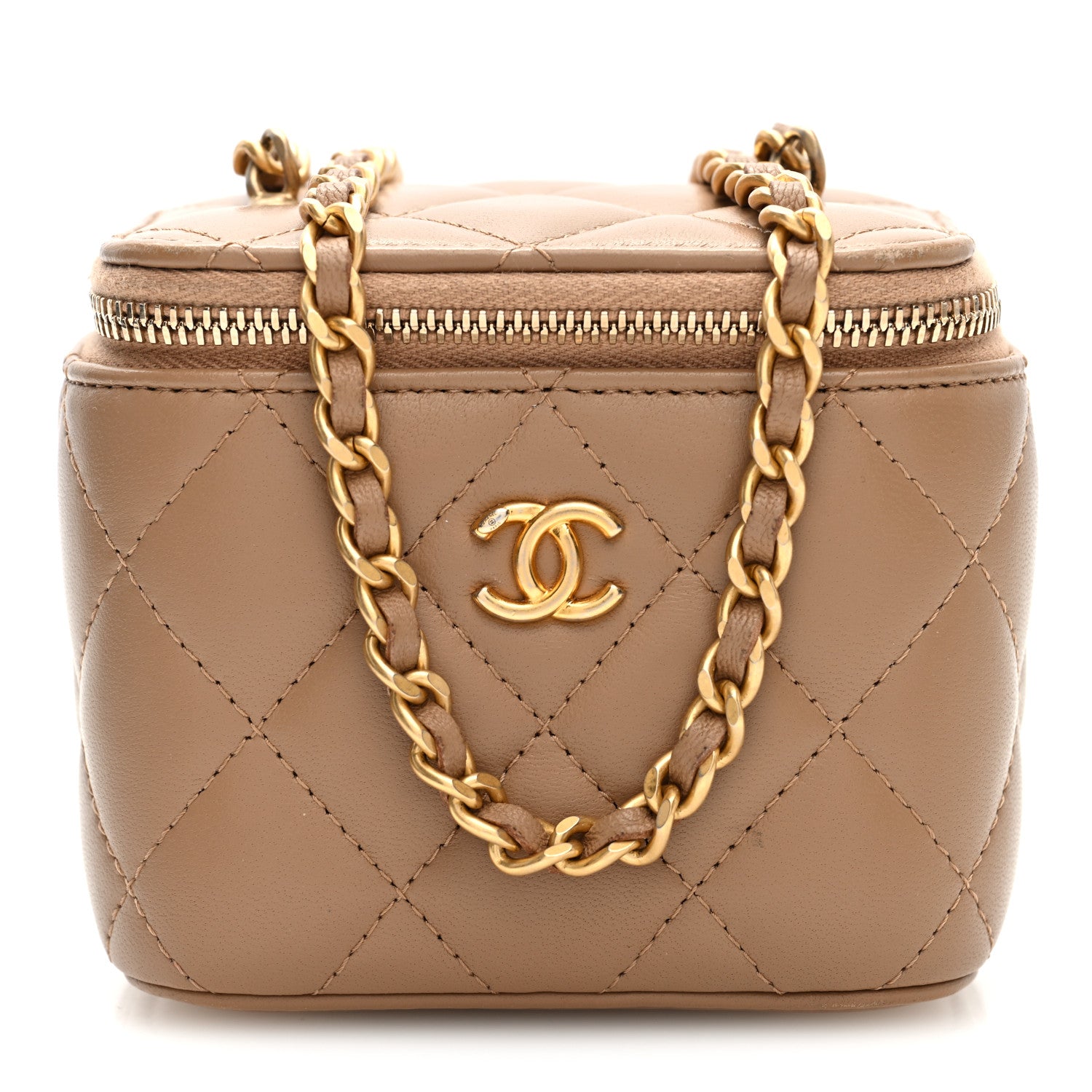 Chanel Lambskin Quilted Pearl Crush Mini Vanity Case With Chain