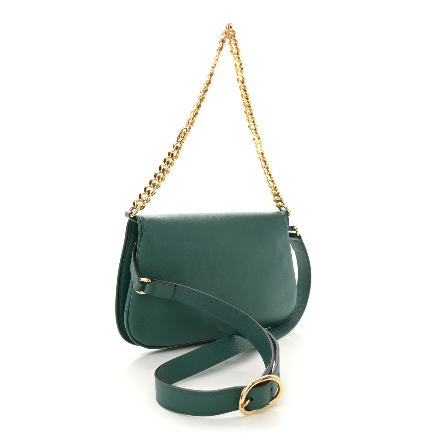 Roxy Calfskin Blondie Chain Shoulder Flap Bag Emerald