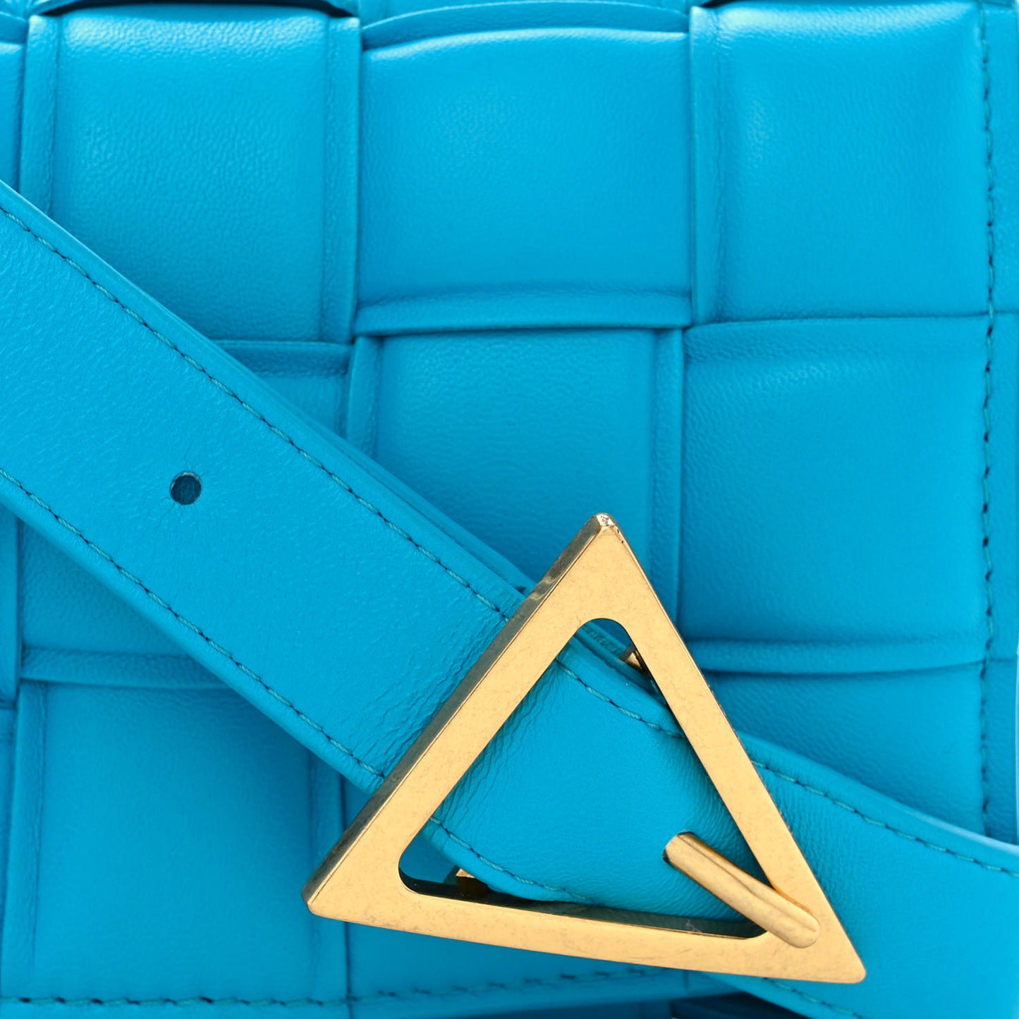 Nappa Maxi Intreccio Small Padded Cassette Crossbody Bag Pool