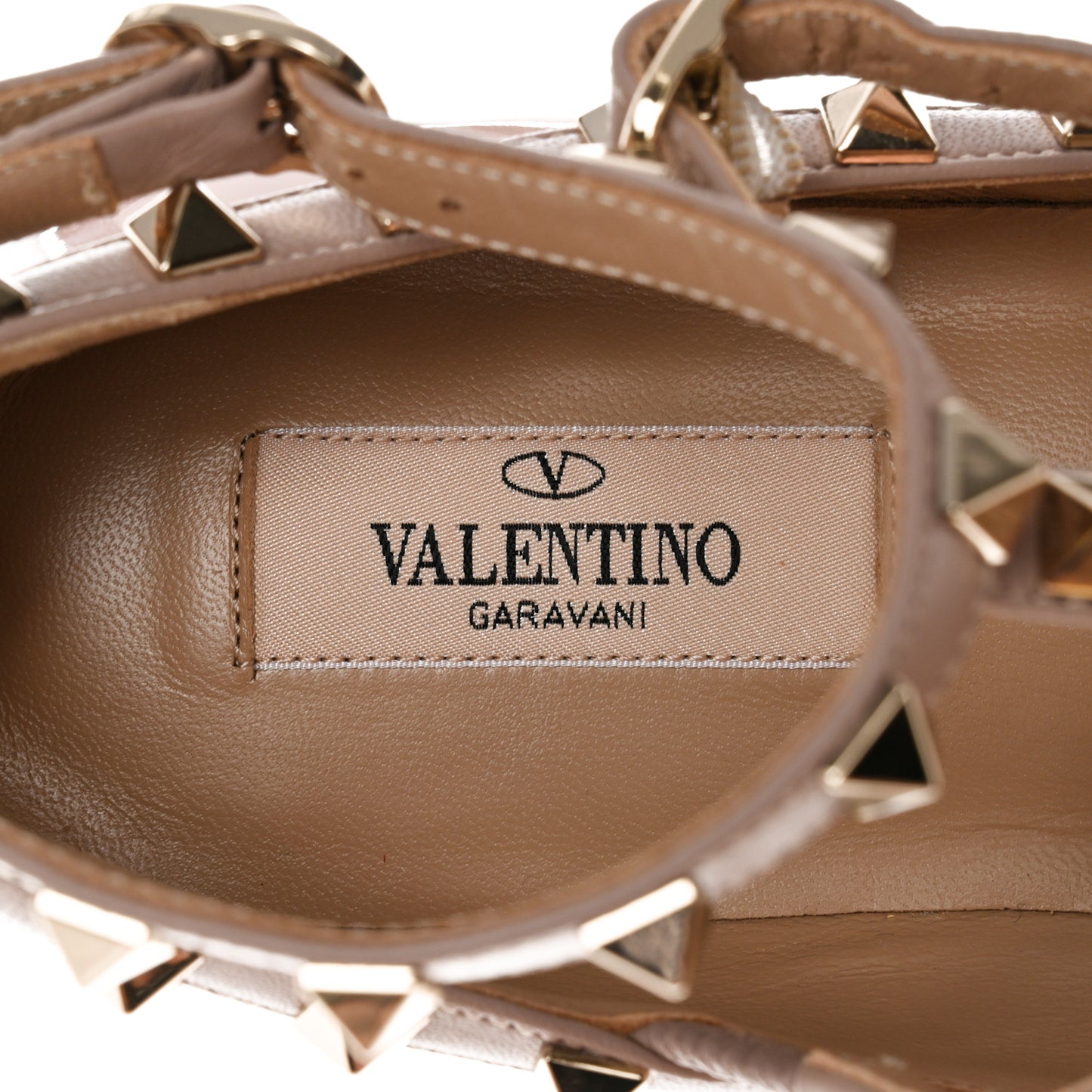 Patent Rockstud Cage Ballerina Flats 37.5 Water Rose Poudre