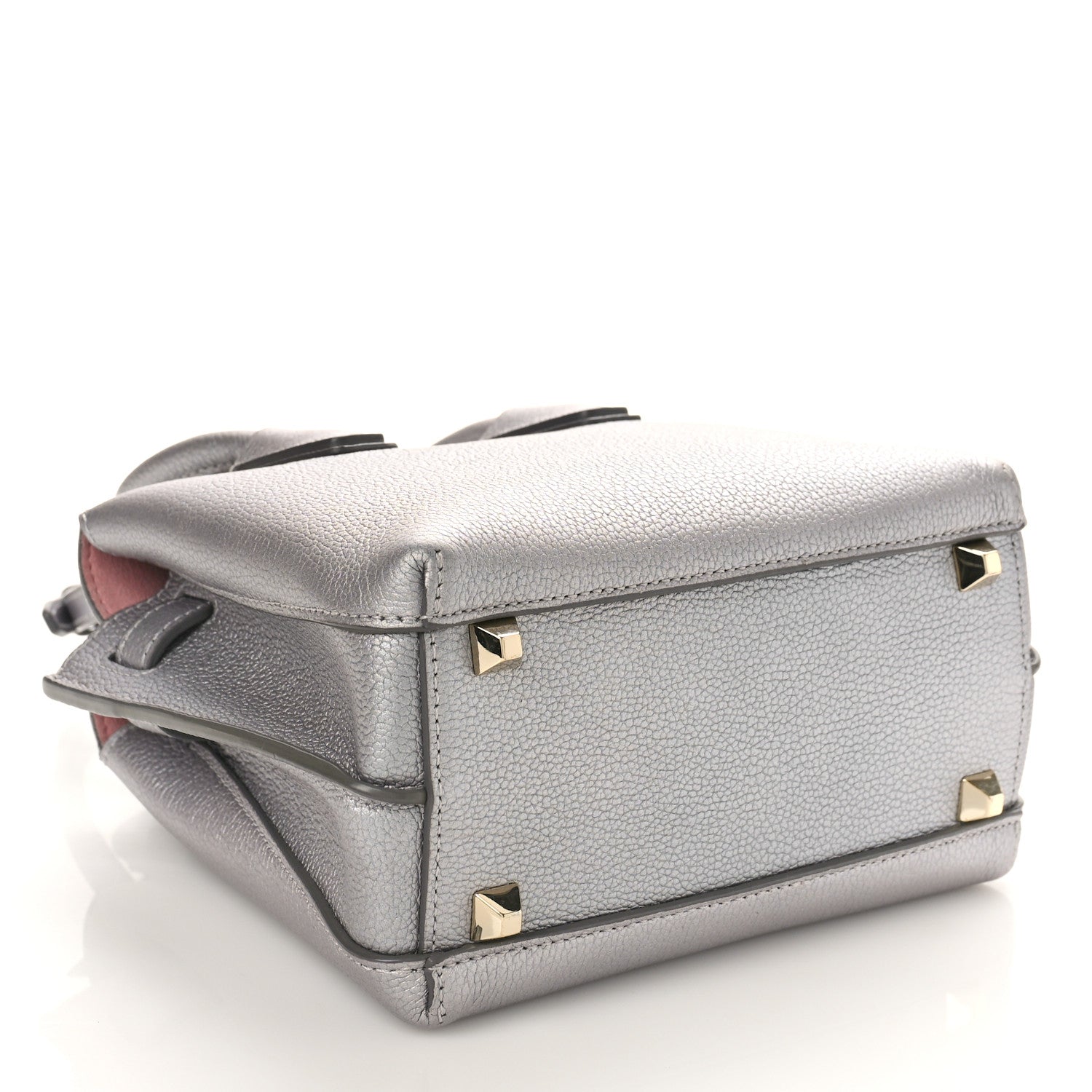 MCM Metallic Grained Calfskin Mini Milla Tote Spike Silver 4 of 9