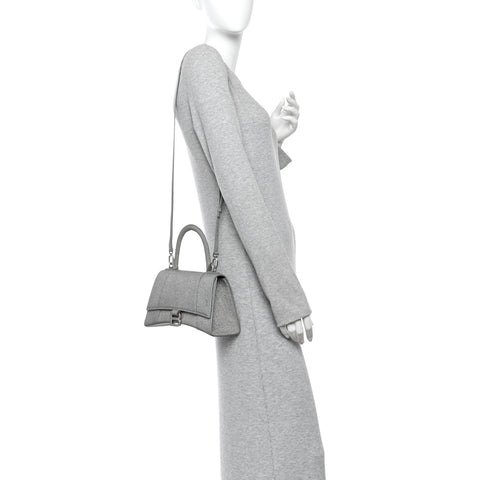 Glitter Fabric Small Hourglass Top Handle Bag Grey