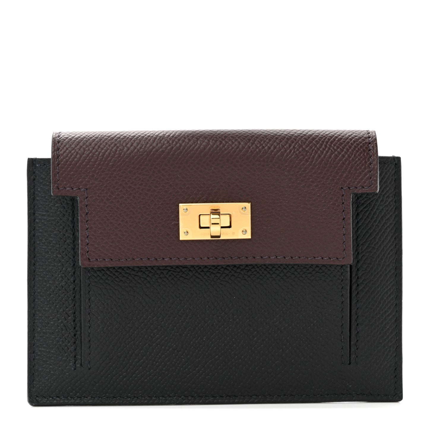 Epsom Tricolor Kelly Pocket Compact Wallet Black Rouge H Bleu Saphir