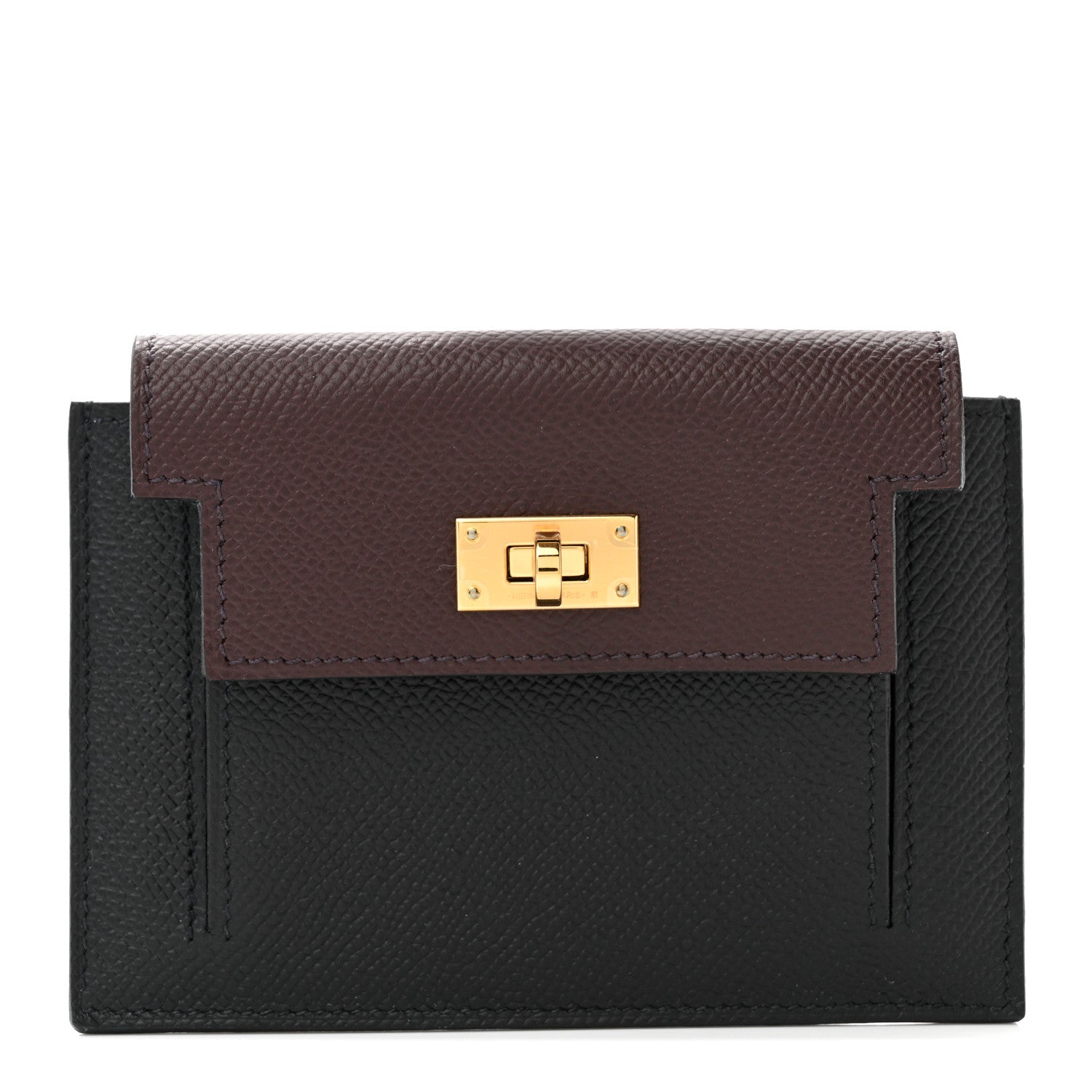 Hermes Epsom Tricolor Kelly Pocket Compact Wallet Black Rouge H Bleu Saphir 1 of 8