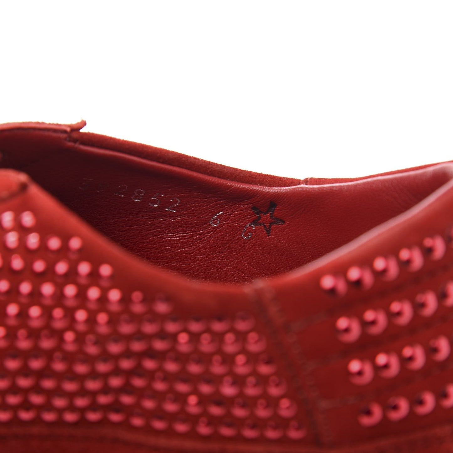 Suede Crystal Studded Sneaker 6 Red