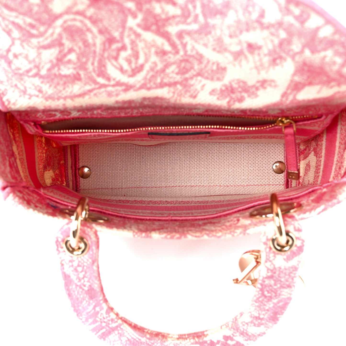 Canvas Toile De Jouy Embroidered Medium Lady D-Lite Peony Pink