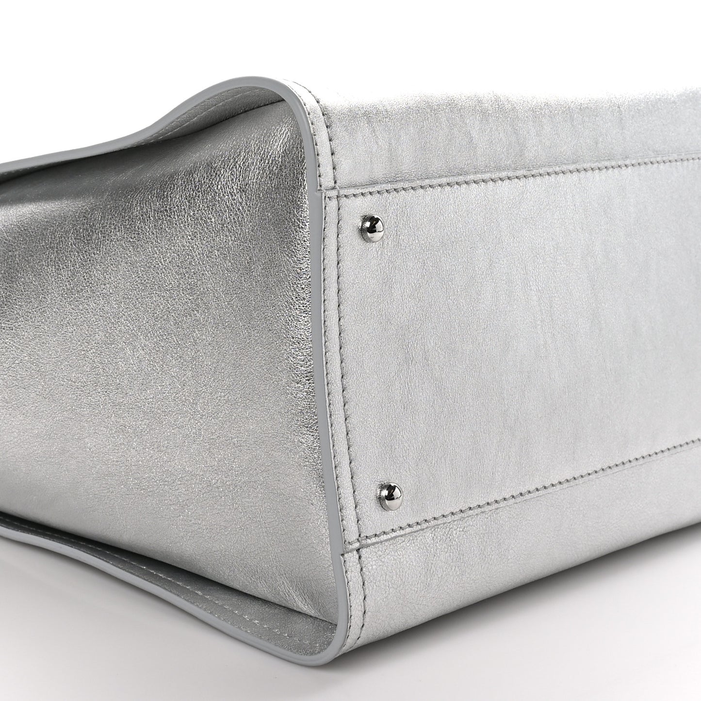 Metallic Calfskin Medium Deauville Tote Silver