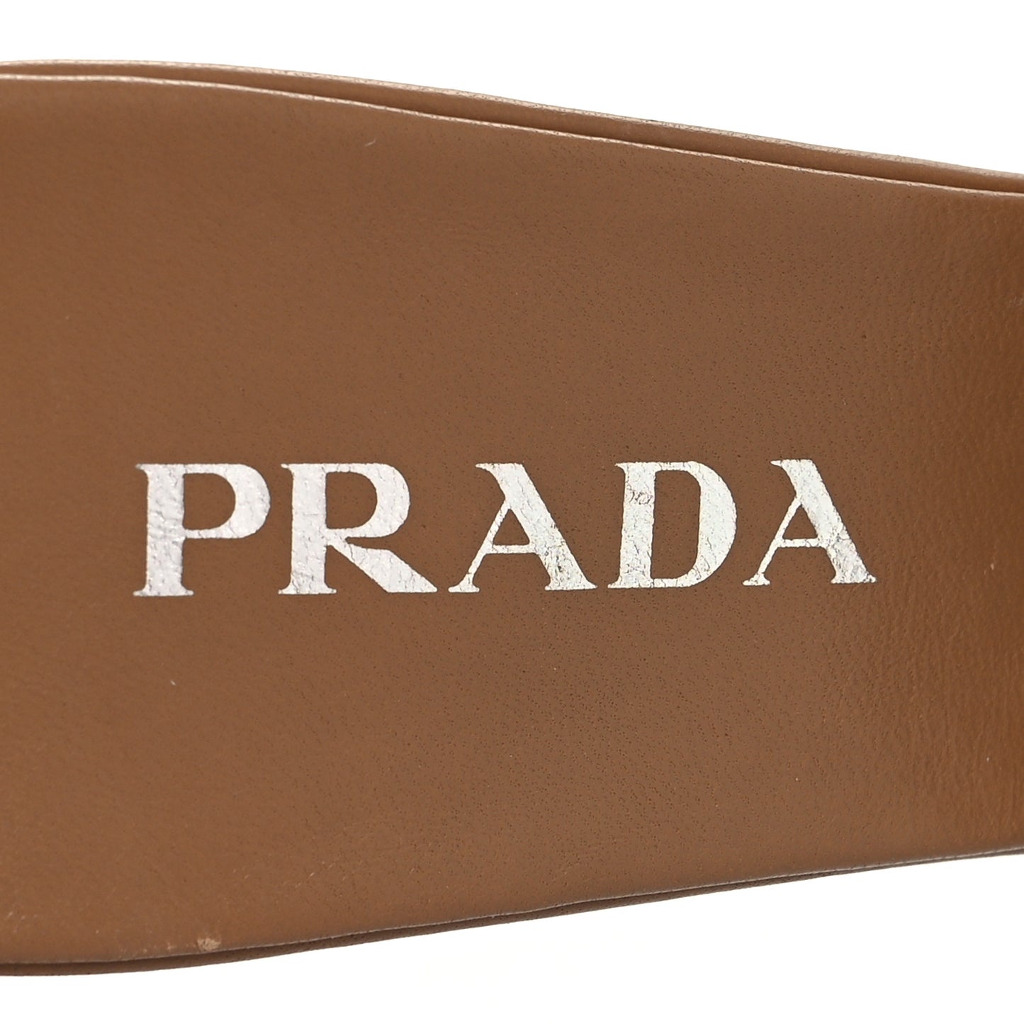 Nappa Soft Padded Metal Triangle Logo 65mm Slide Sandals 41 Caramel