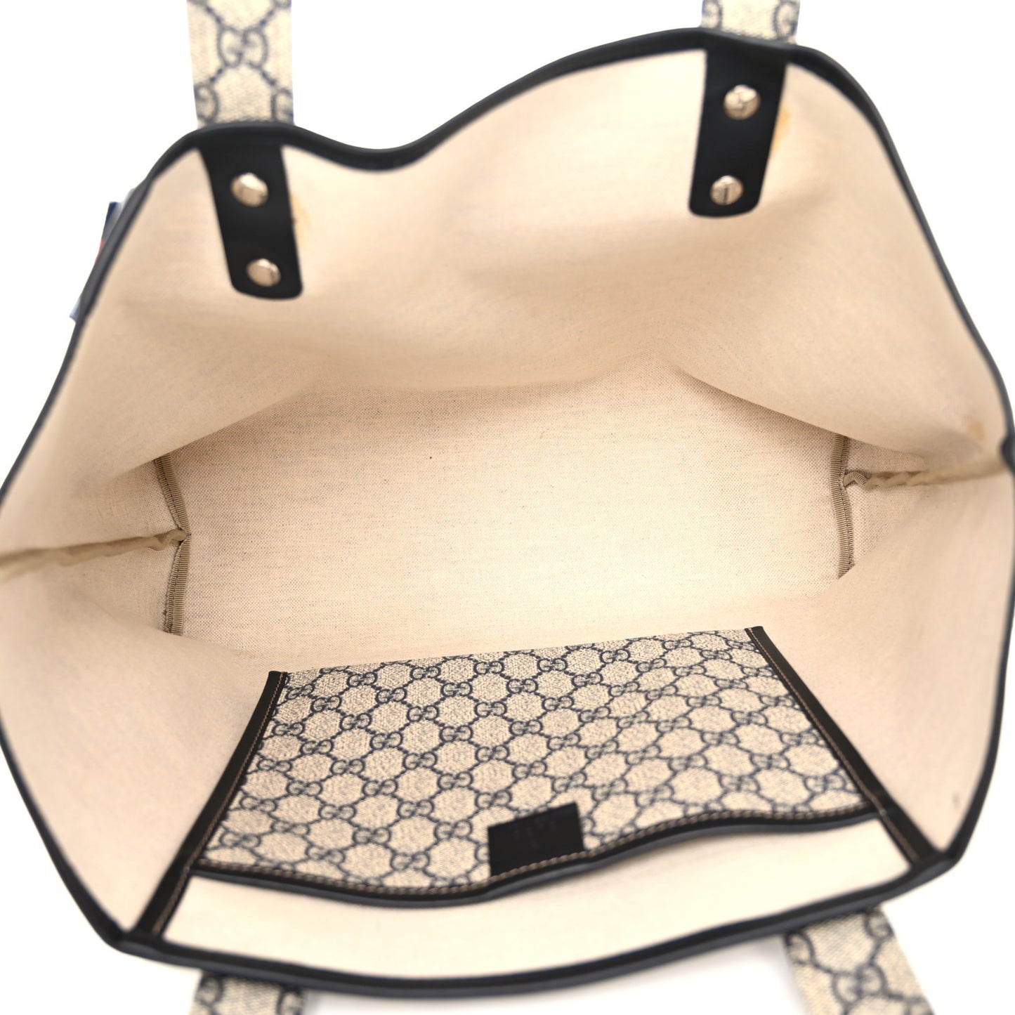 GG Plus Monogram Medium Signature Web Loop Tote Navy