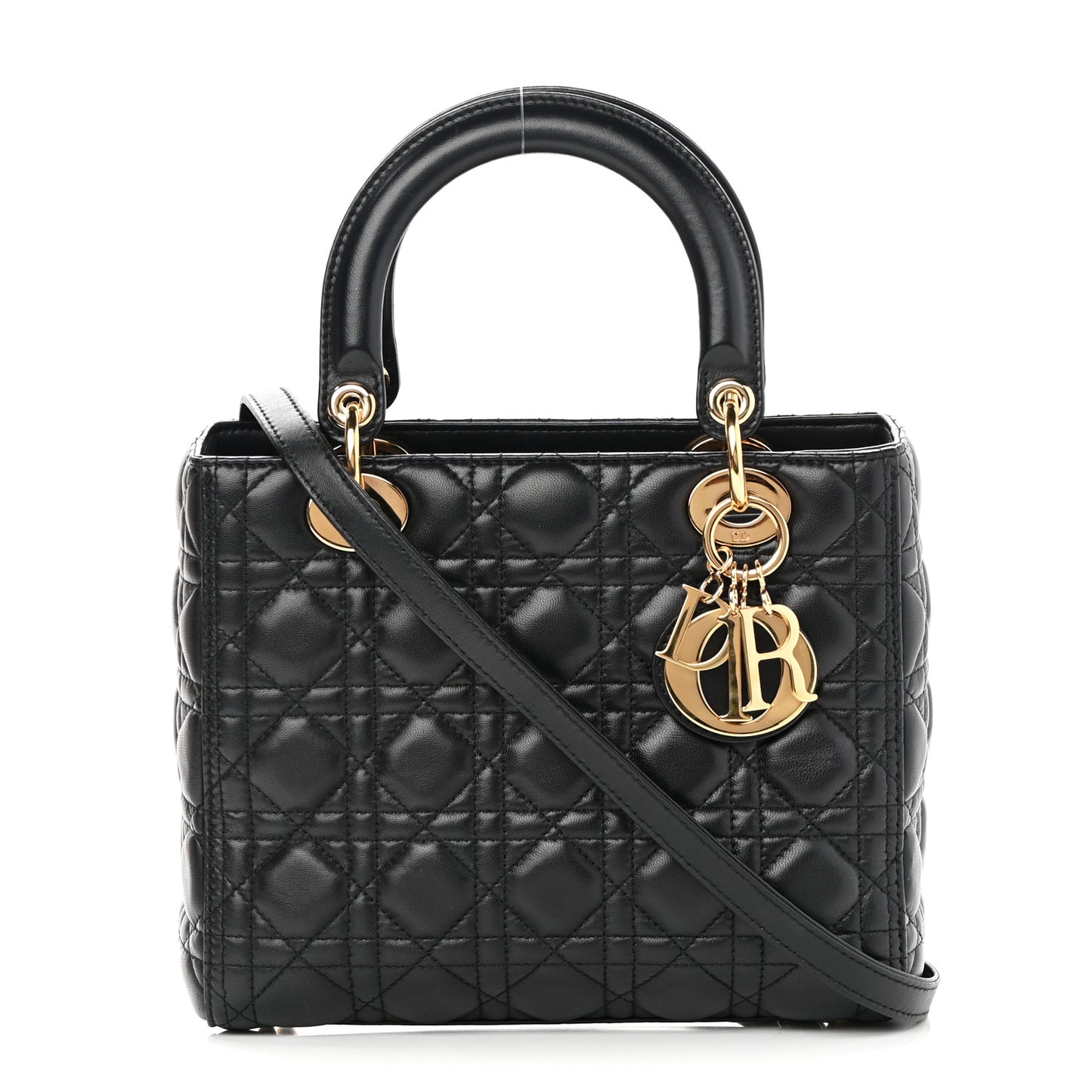 Lambskin Cannage Medium Lady Dior Black