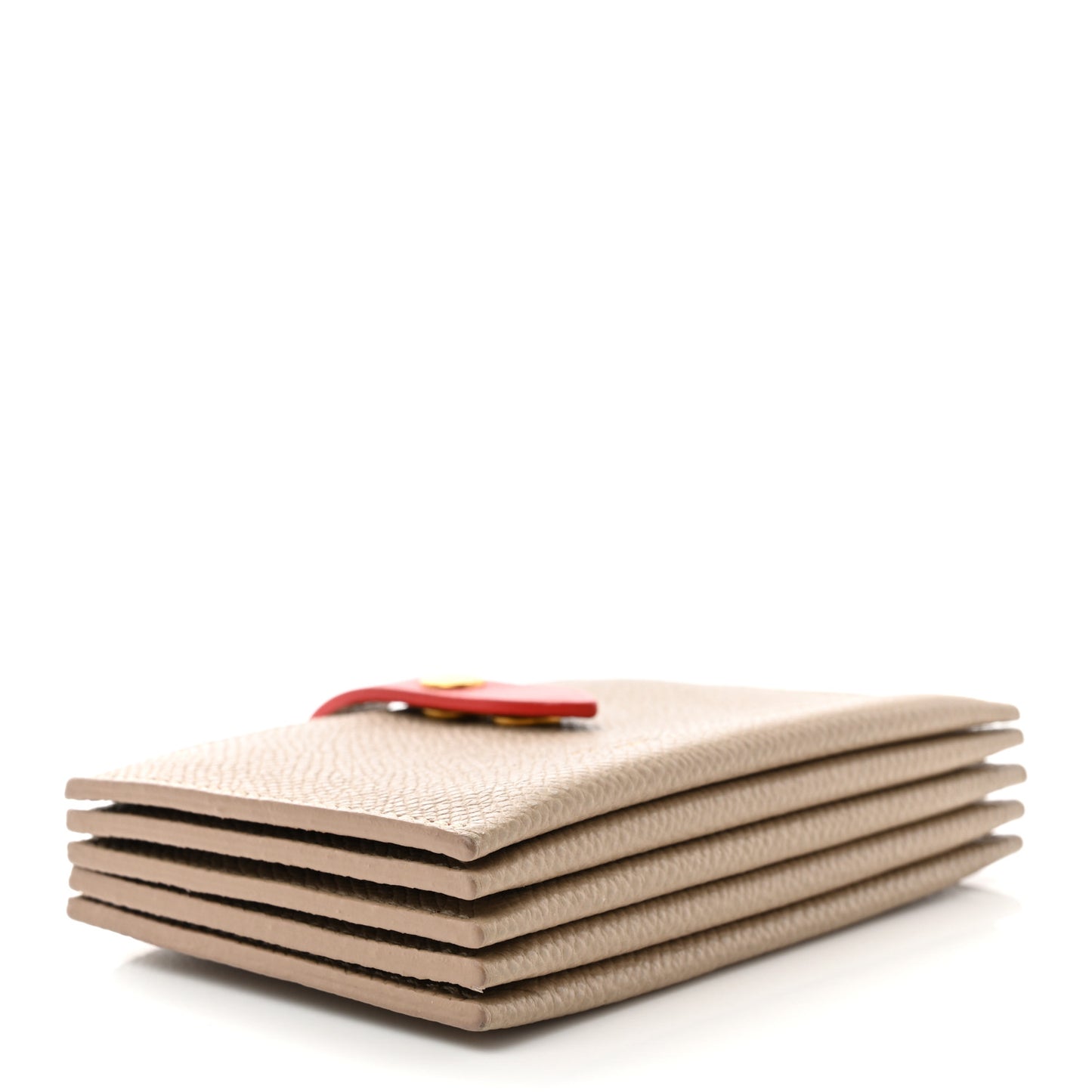 Grained Shiny Calfskin Accordion Card Holder Light Taupe