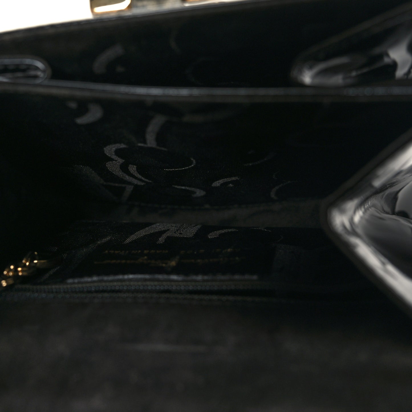 Patent Small Iconic Top Handle Bag Black