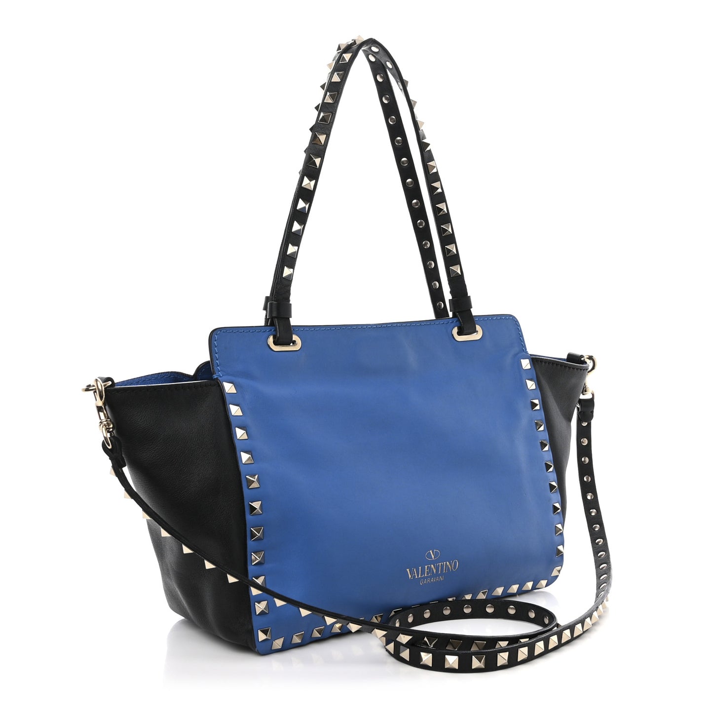Vitello Small Rockstud Tote Blue Black