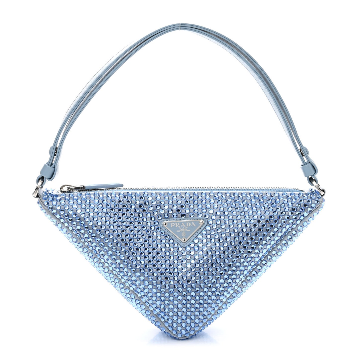 Satin Crystal Triangle Pouch Celeste