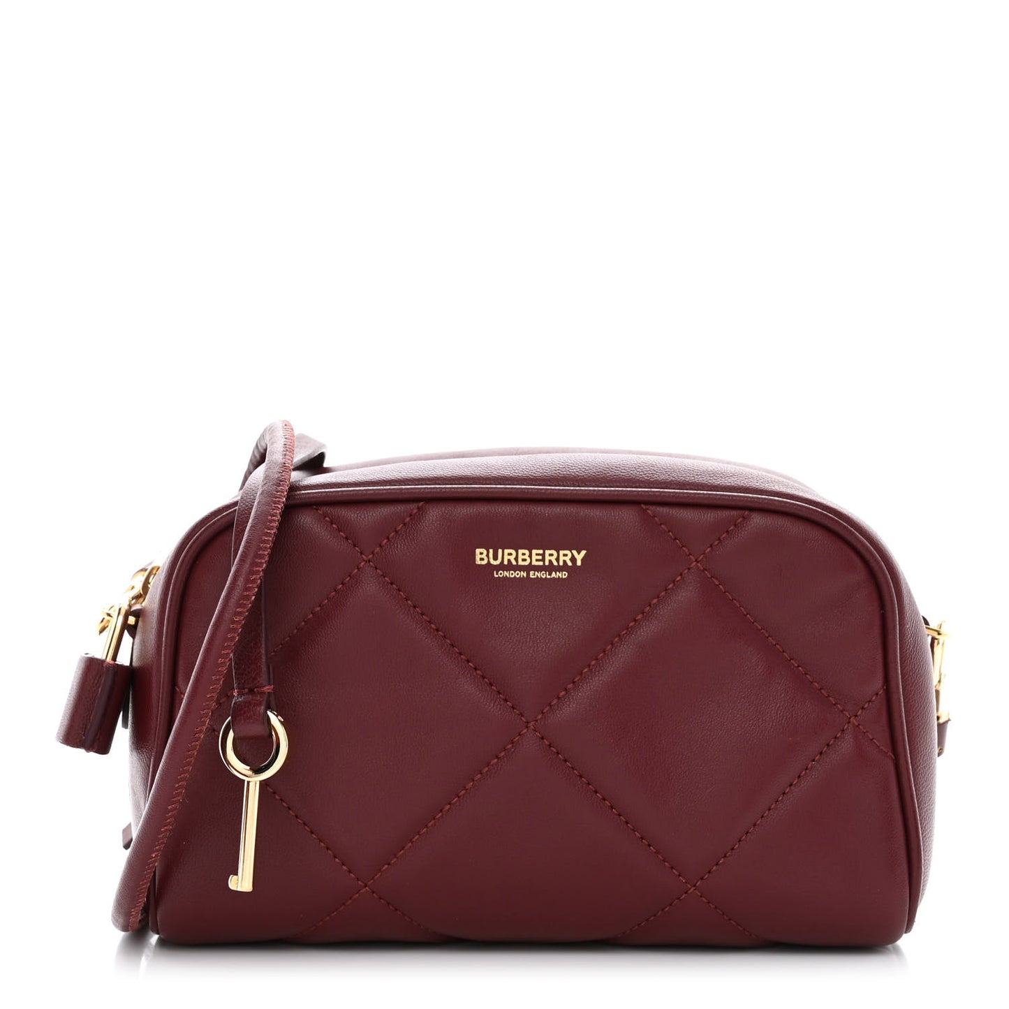 Lambskin Quilted Camera Bag Burgundy Red