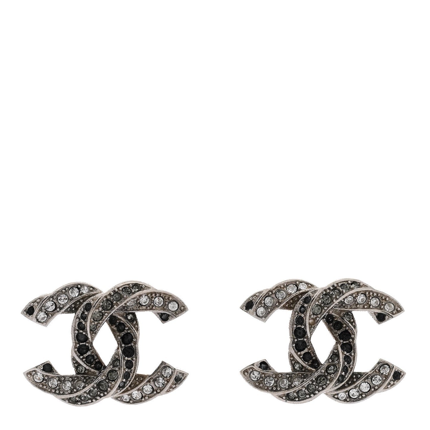 Crystal CC Twisted Earrings Silver