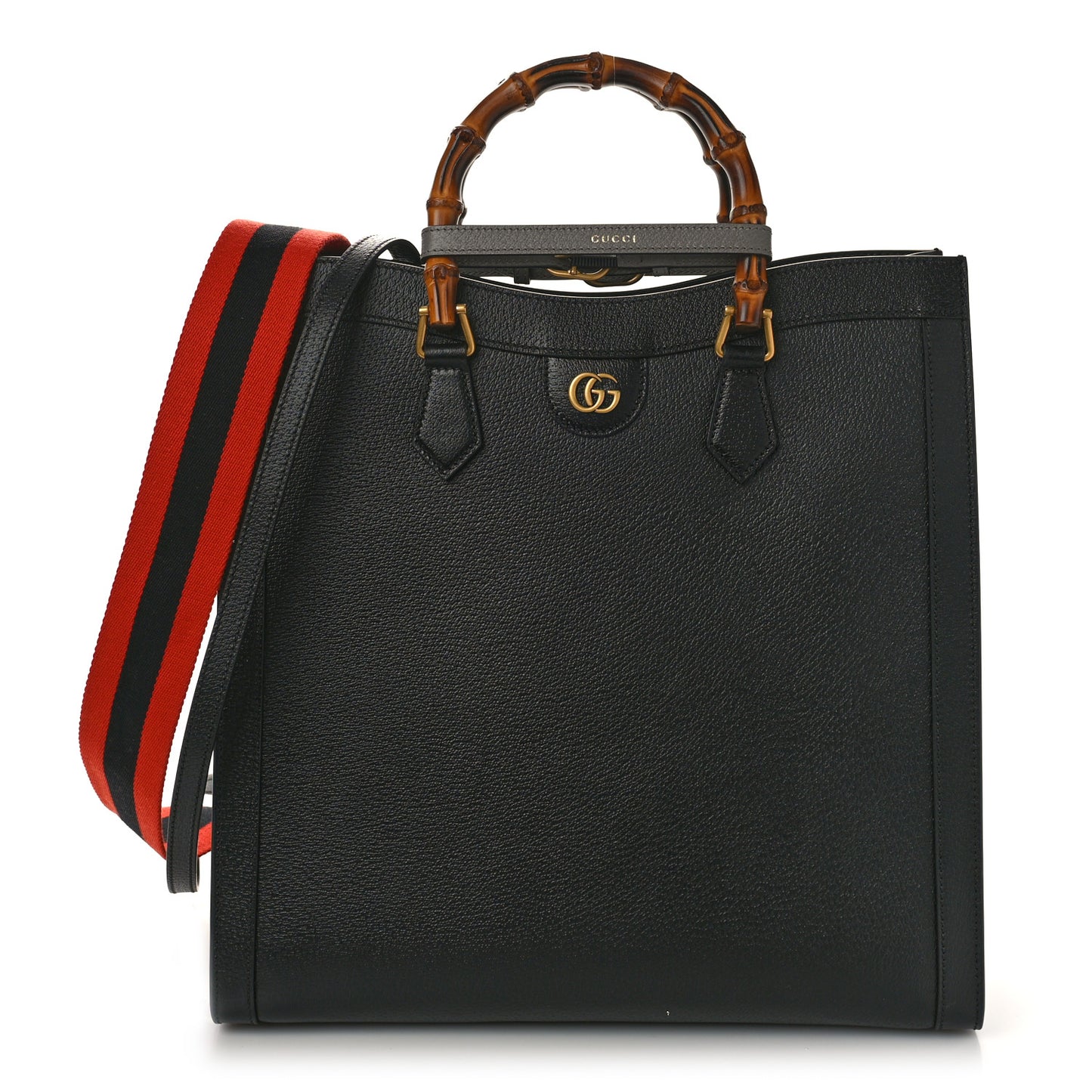 Wonka Grain Calfskin Large Diana Tote Bag Black