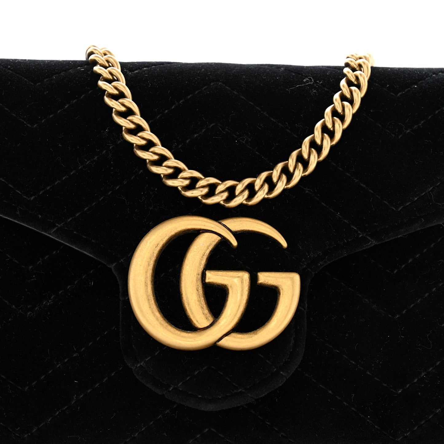 Velvet Matelasse GG Marmont Chain Wallet Black
