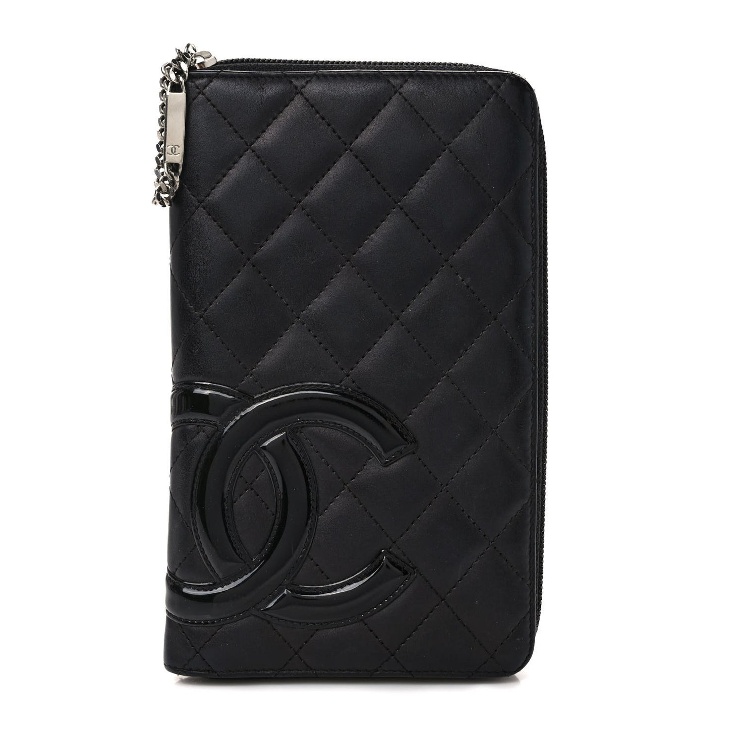 Calfskin Cambon Zip Around Organizer Wallet Black