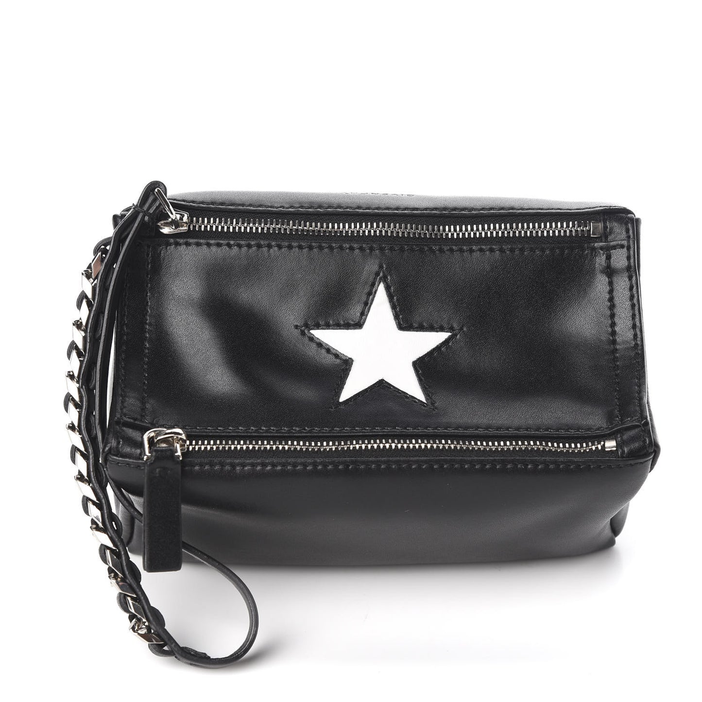 Calfskin Star Pandora Wristlet Black