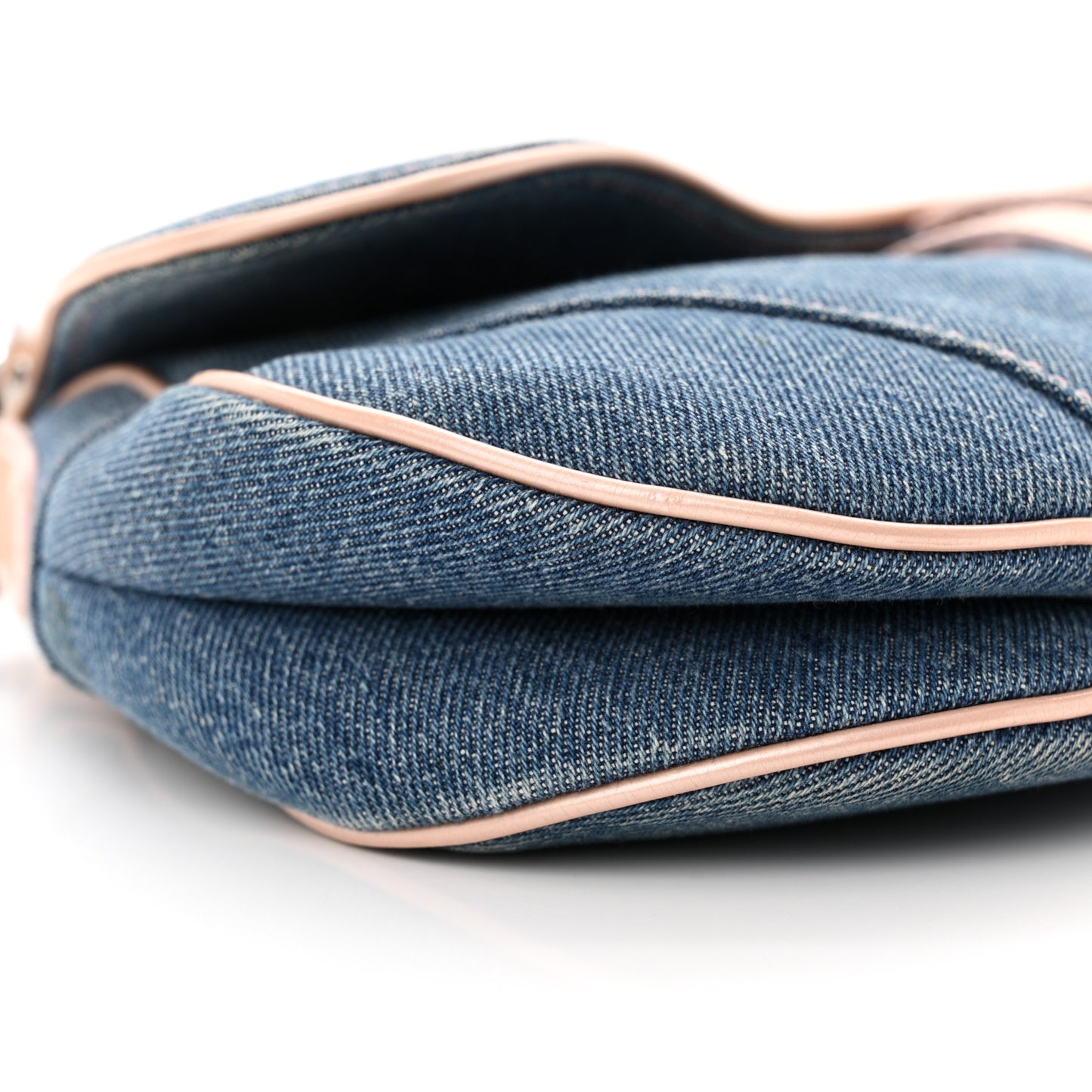 Patent Denim Jeans Saddle Bag Blue Pink