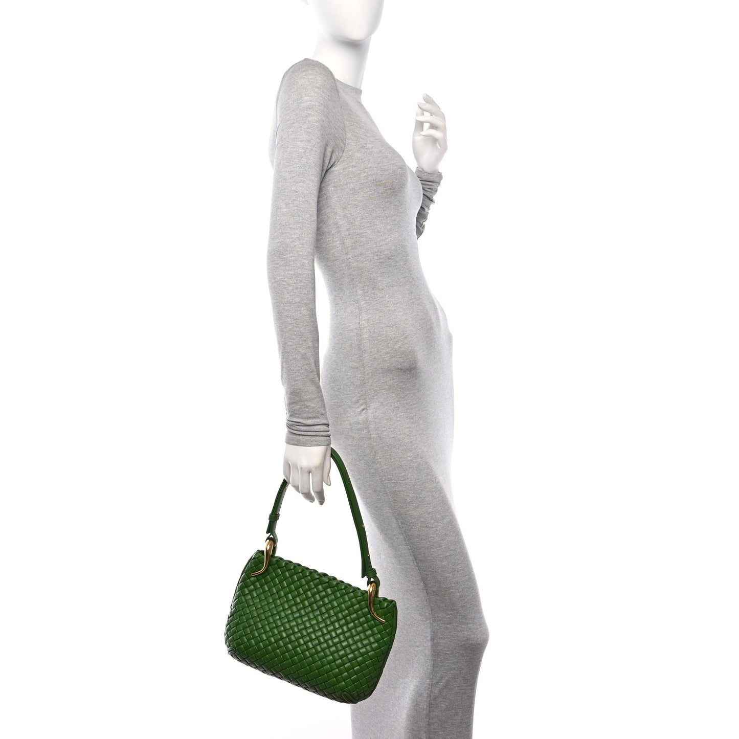 Nappa Intrecciato Small Clicker Shoulder Bag Avocado