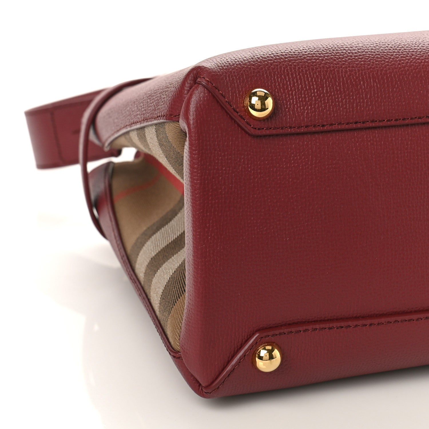 Burberry Derby Calfskin House Check Medium Banner Tote Crimson 7 of 8