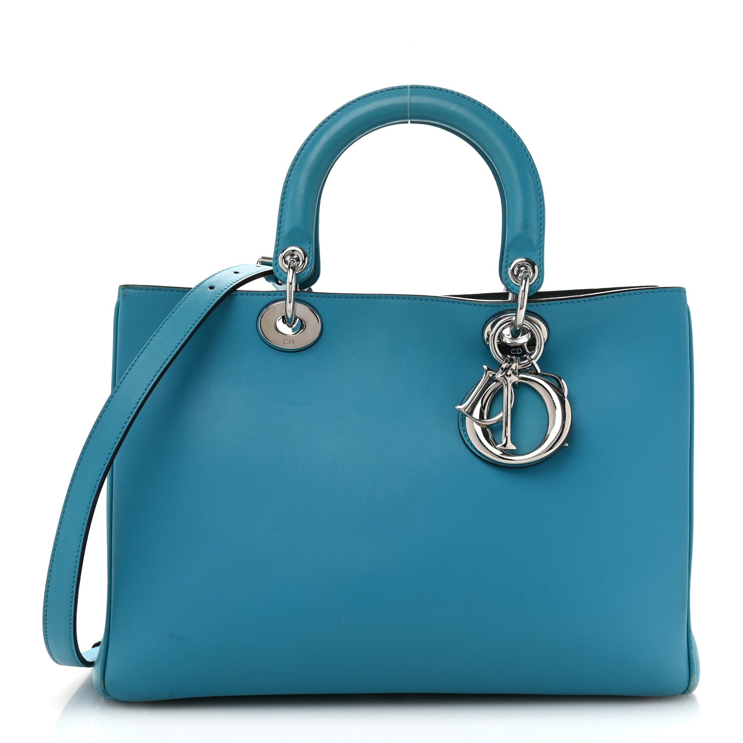 Christian Dior ブルー ハンドバッグ Christian Dior Smooth Calfskin Medium Diorissimo Tote Light Blue
