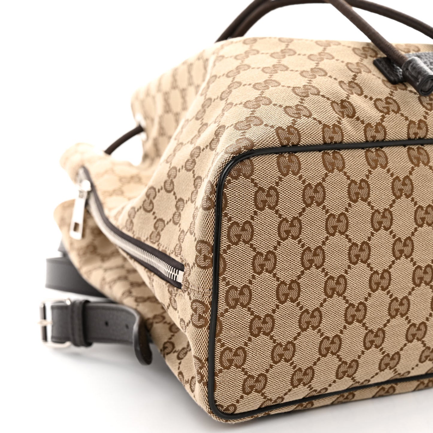 Monogram Dollar Calfskin O Drawstring Backpack Beige Ebony Testa di Moro Dark Chocolate