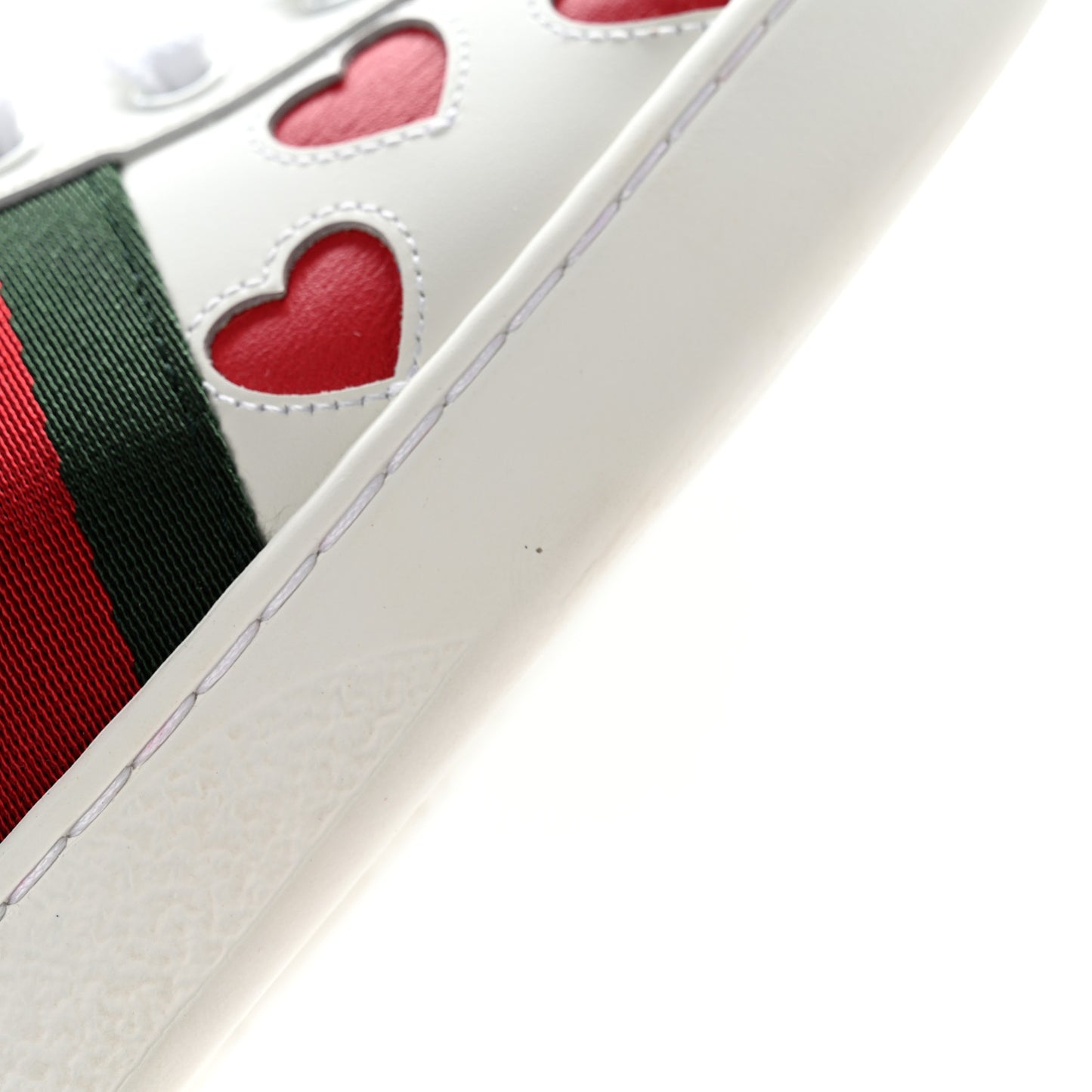 Calfskin Miro Soft Web Heart Cut Out Womens Ace Sneakers 41 White Light Hibiscus Red New Shamarock