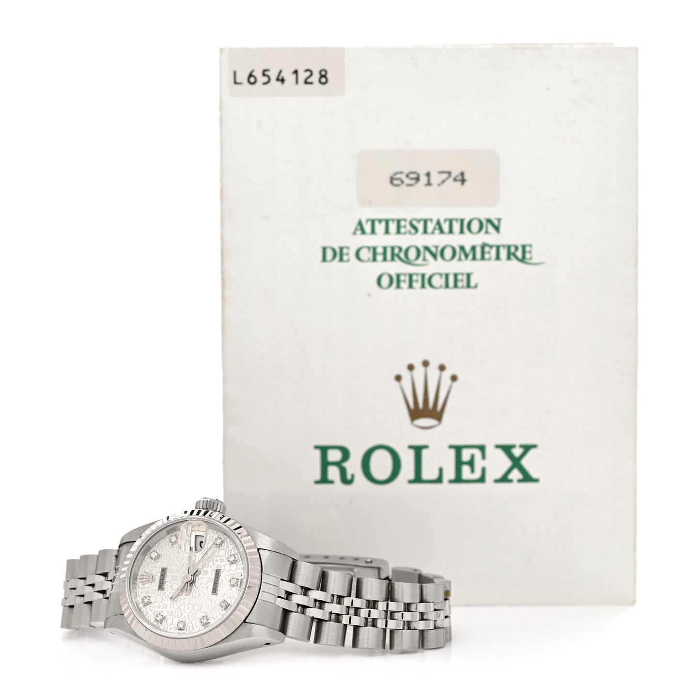 Stainless Steel 18K White Gold Diamond 26mm Oyster Perpetual Datejust Watch Silver Jubilee 69174