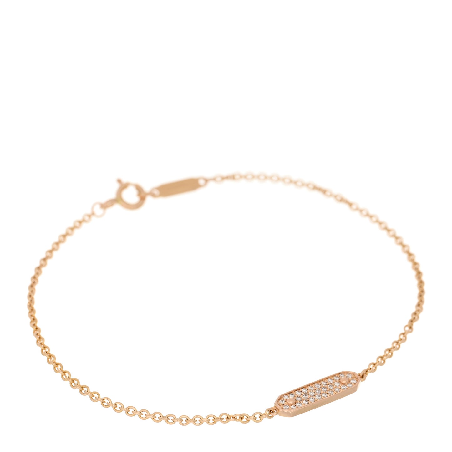 18K Rose Gold Diamond Tag Chain Bracelet