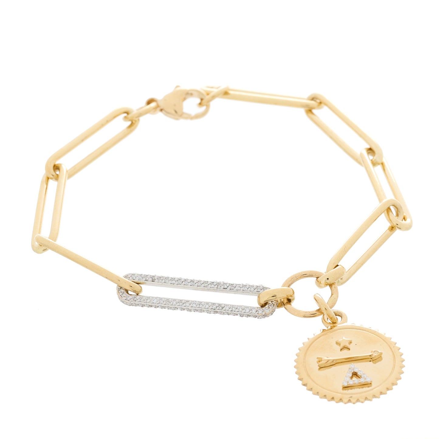 18K Yellow White Gold Diamond Dream Extended Clip Chain Bracelet