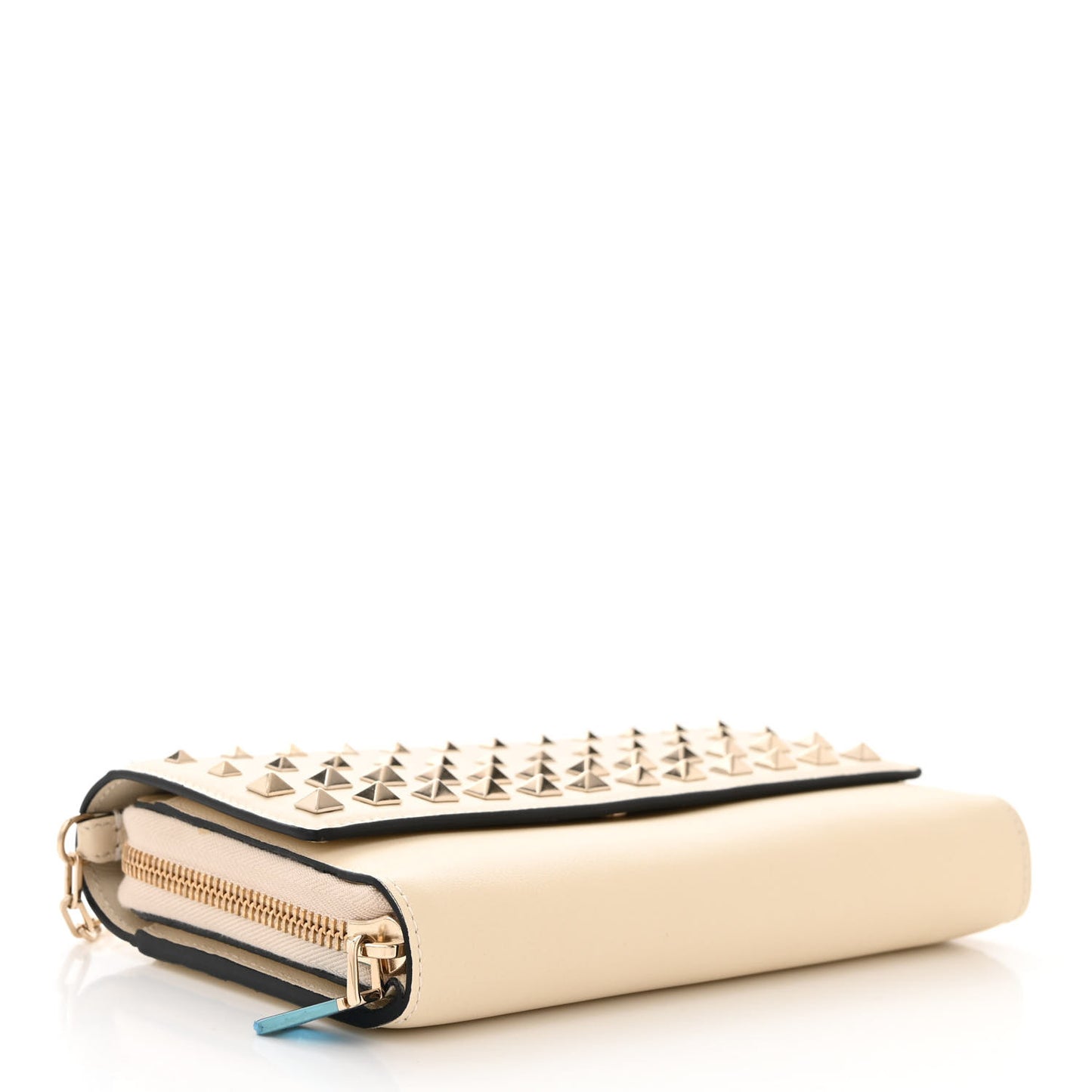 Vitello Rockstud Carry Secrets Continental Wallet On Chain Light Ivory