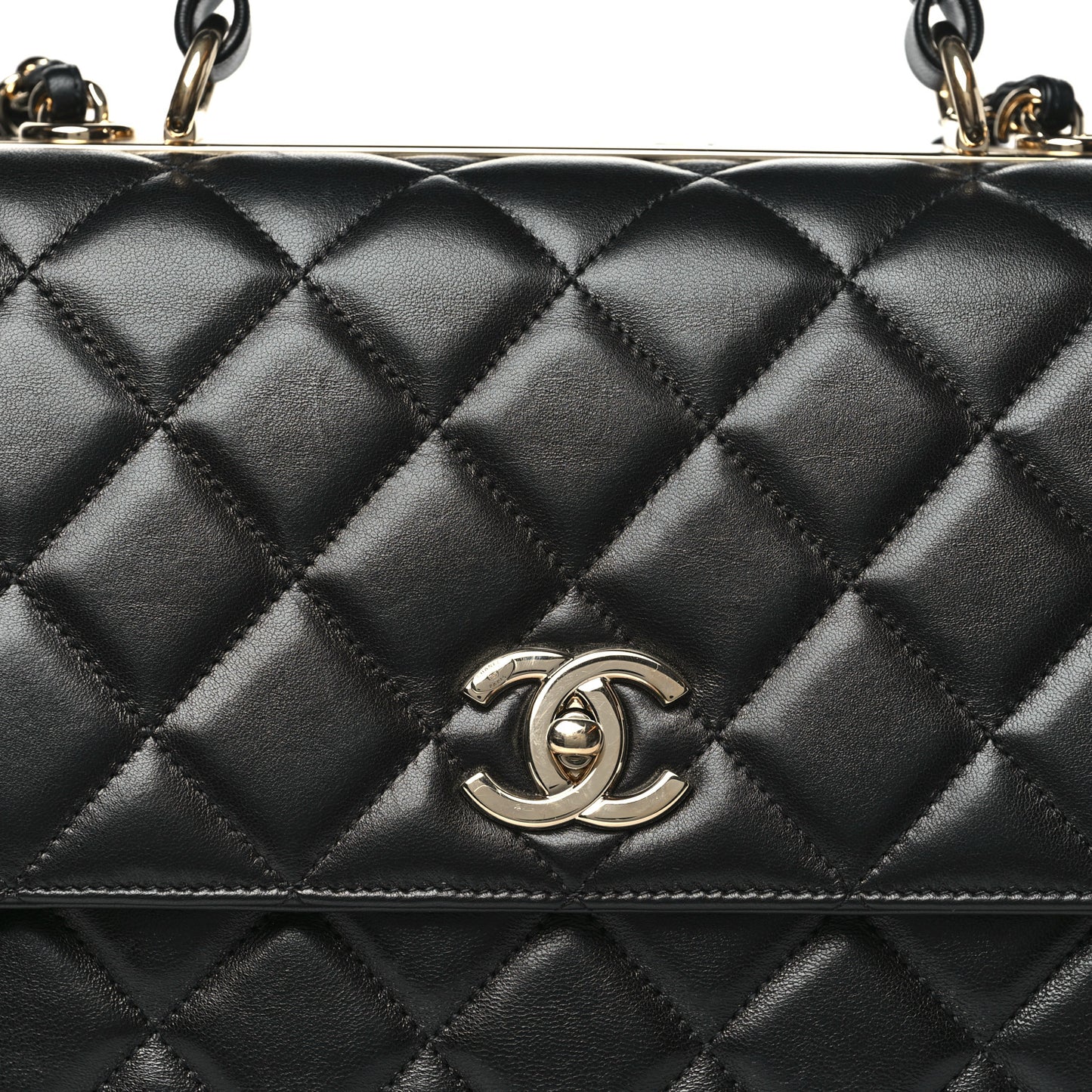 Lambskin Quilted Large Trendy CC Dual Handle Flap Bag Black
