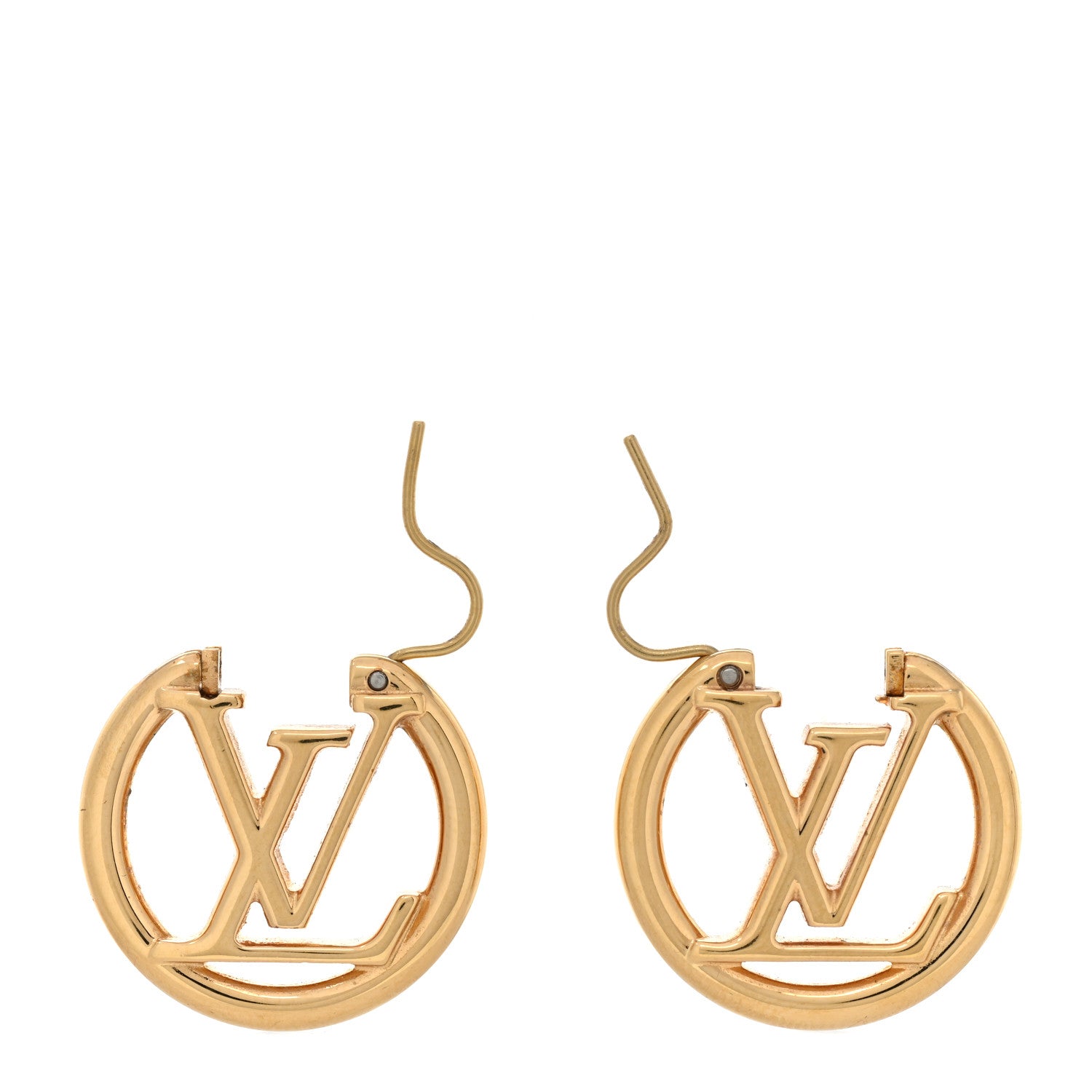 Louis Vuitton Metal Small Louise Hoop Earrings Gold 3 of 5