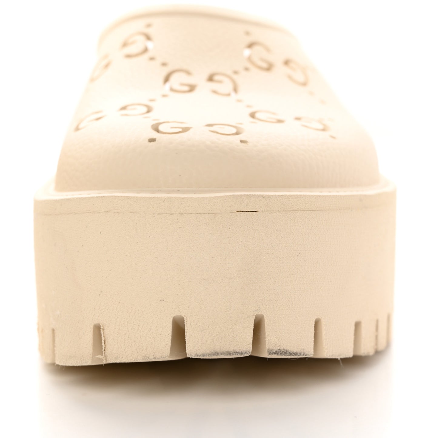 Rubber GG Monogram Perforated Elea Platform 55mm Lug Sole Sandals 39 Mystic White