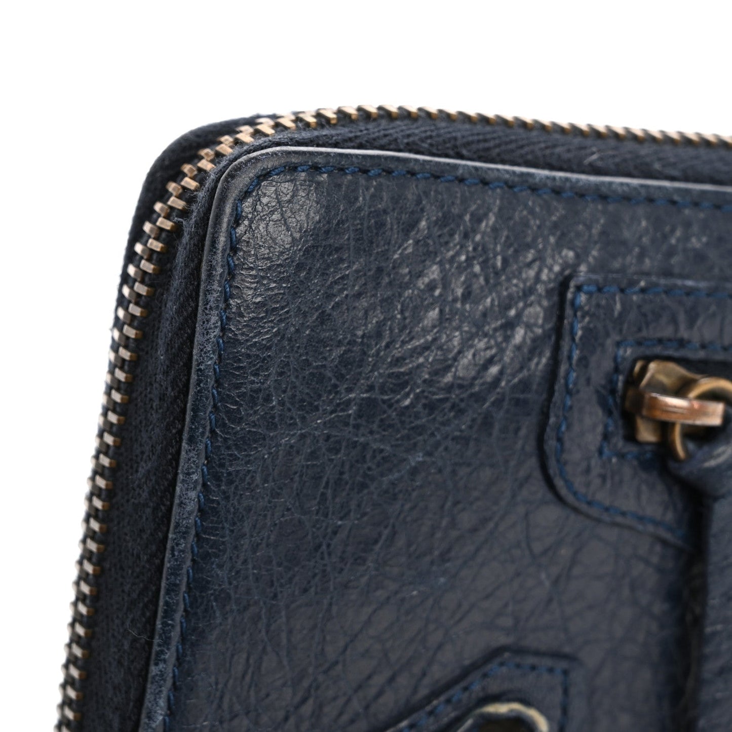 Agneau Classic Hardware Continental Zip Around Wallet Bleu Obscur