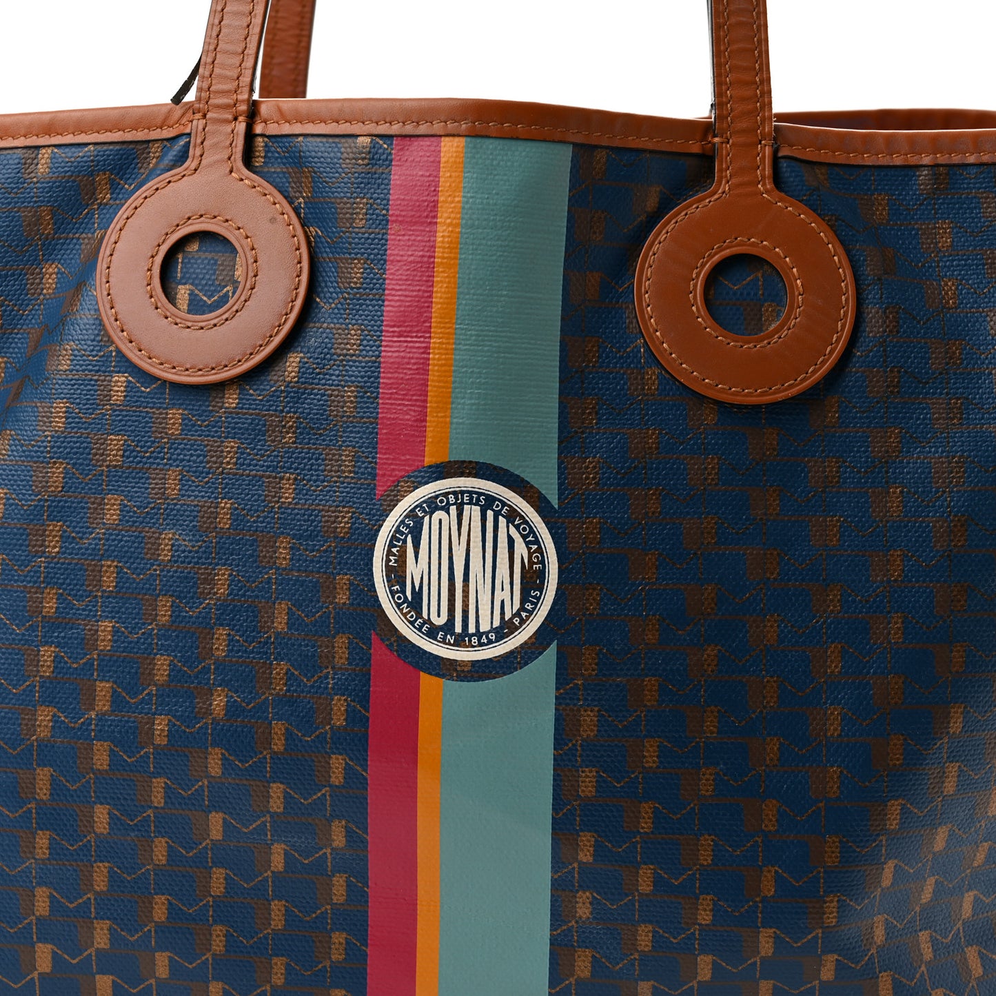 Grained Calfskin Canvas 1920 Oh! Tote Ruban Duo MM Indigo Bronze Cognac