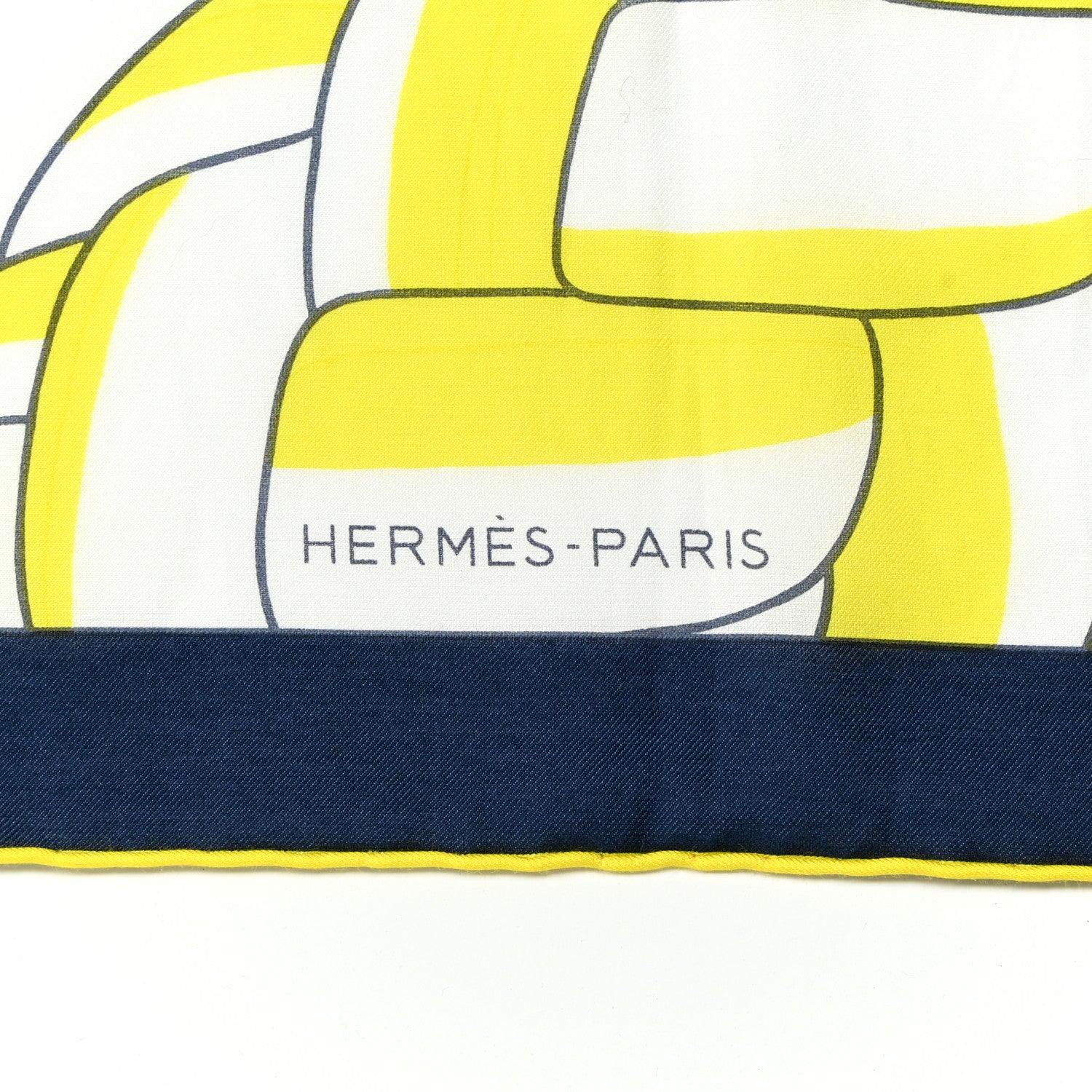 Hermes Cotton Silk Carrick Bend Scarf 100 Jaune Citron White 2 of 5