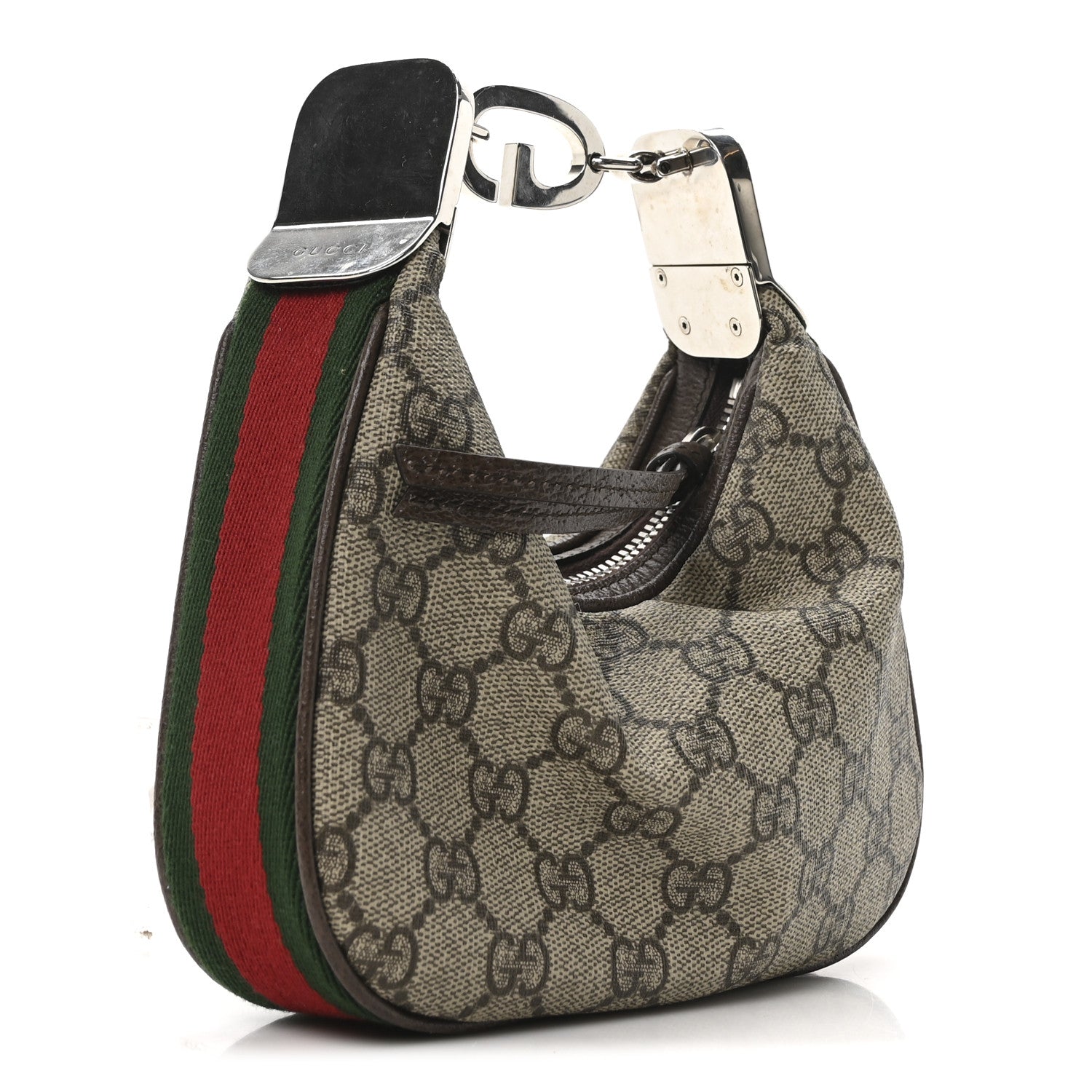 Gucci GG Supreme Monogram Textured Dollar Calfskin Web Mini Attache Bag Beige Ebony New Acero Beige Ebony New Acero 3 of 10