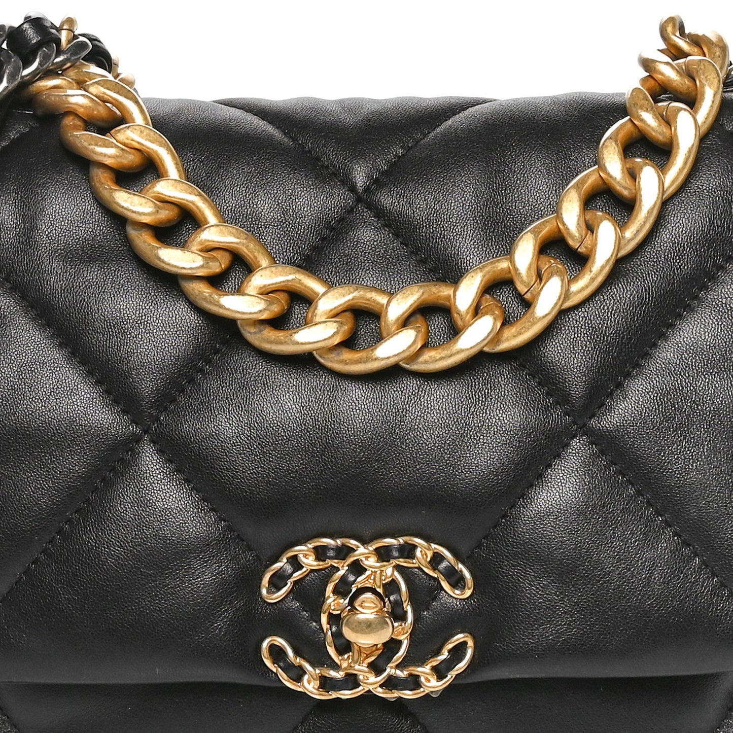 Lambskin Quilted Large Chanel 19 Flap Black