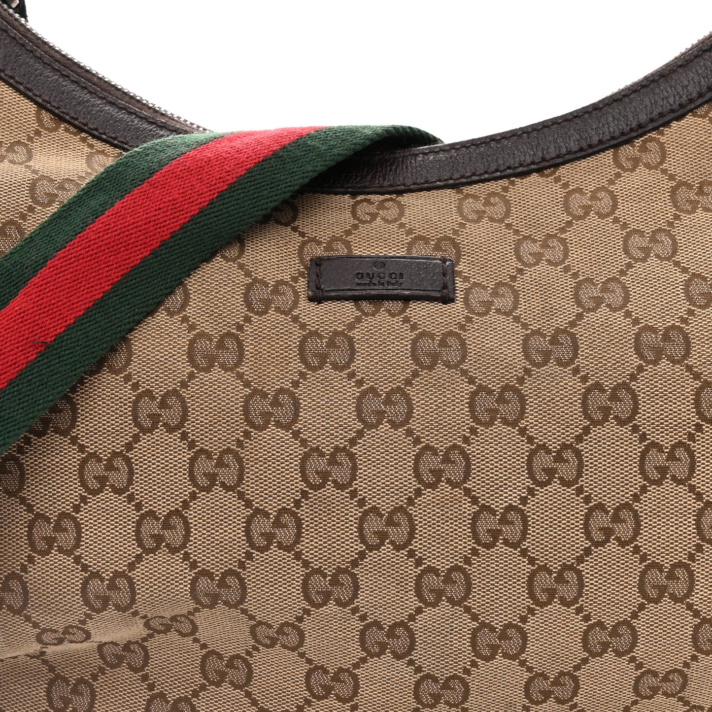 Monogram Web Medium Half Moon Hobo Dark Brown