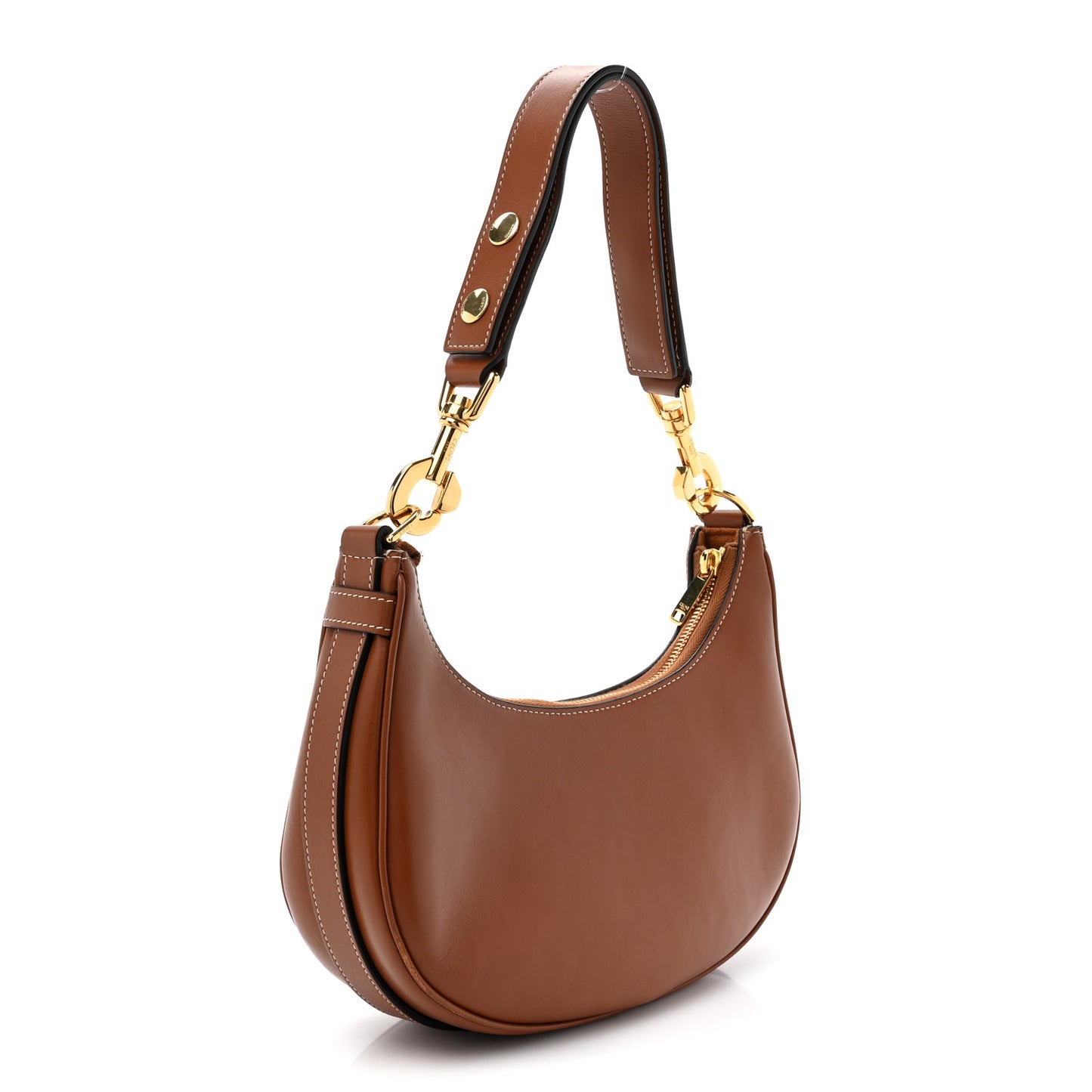 Smooth Calfskin Medium Strap Ava Shoulder Bag Tan