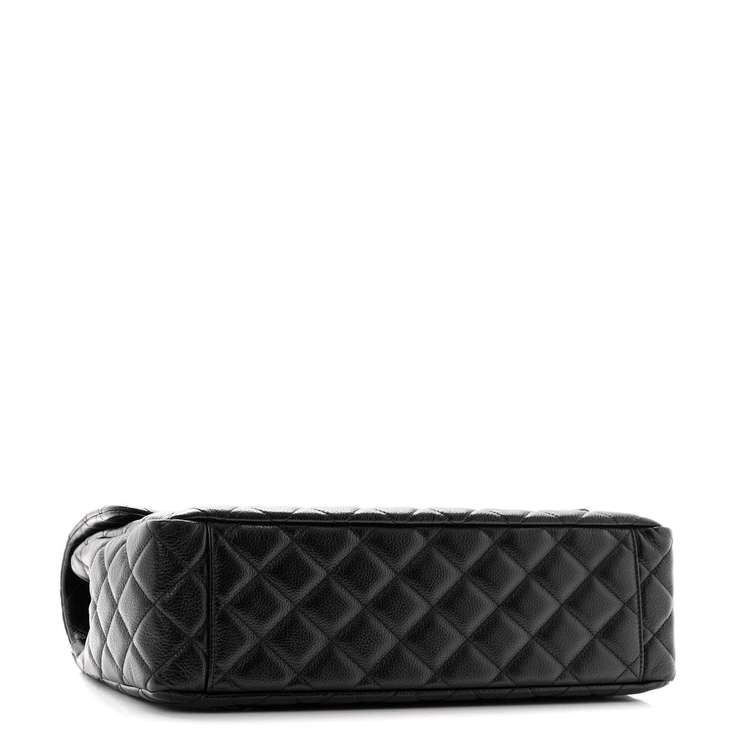 Grained Calfskin Quilted XXL Travel Flap Bag Black